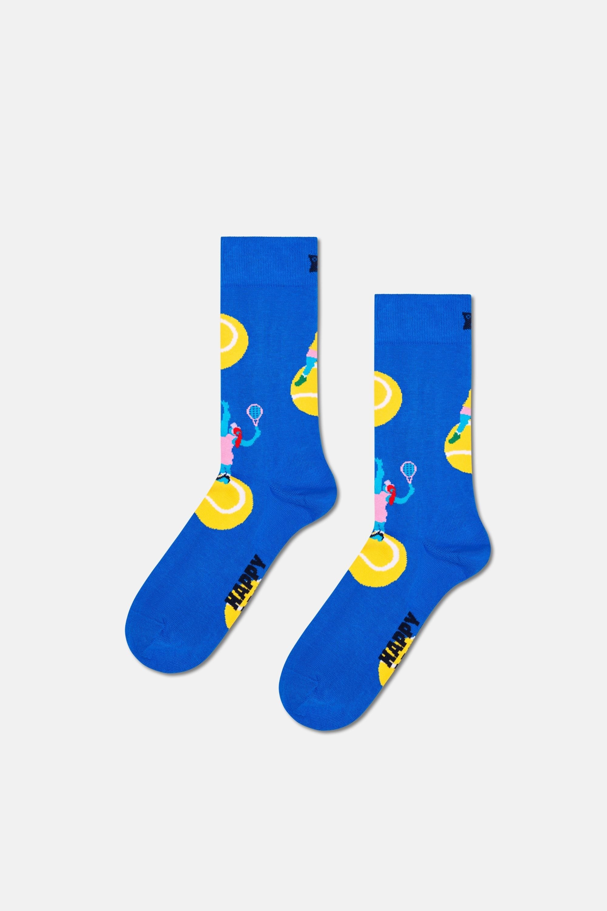 Happy Socks - Erkek Çok Renkli Tenis Desenli 3'lü Pamuklu Çorap Seti