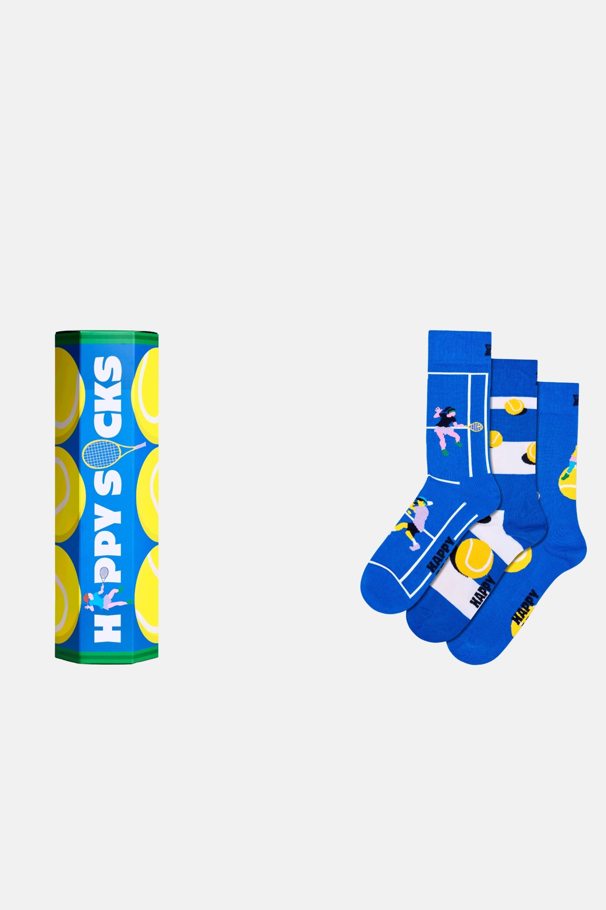 Happy Socks - Erkek Çok Renkli Tenis Desenli 3'lü Pamuklu Çorap Seti