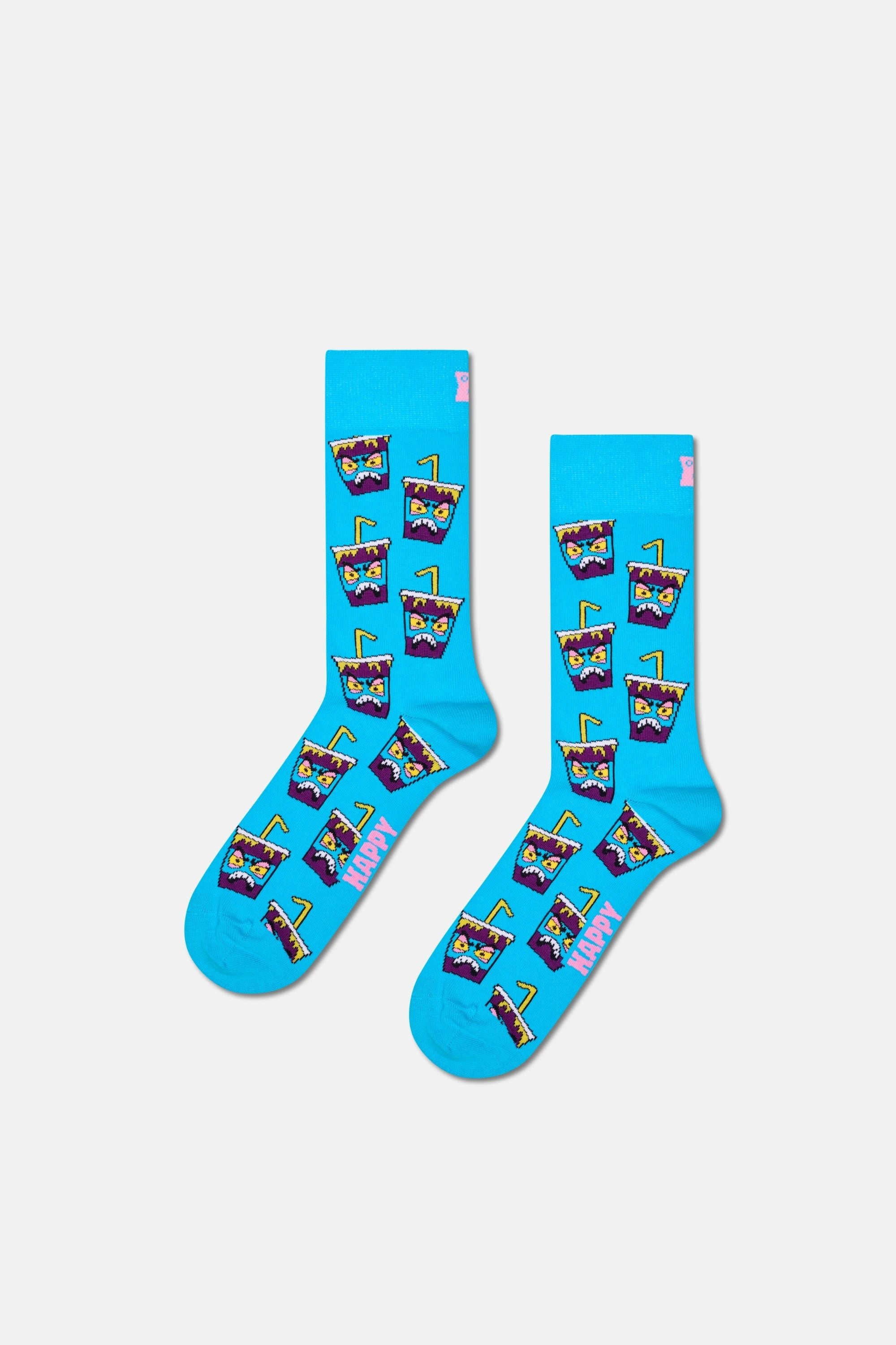 Happy Socks - Çok Renkli Hamburger ve Patates Desenli 3'lü Pamuklu Çorap Seti