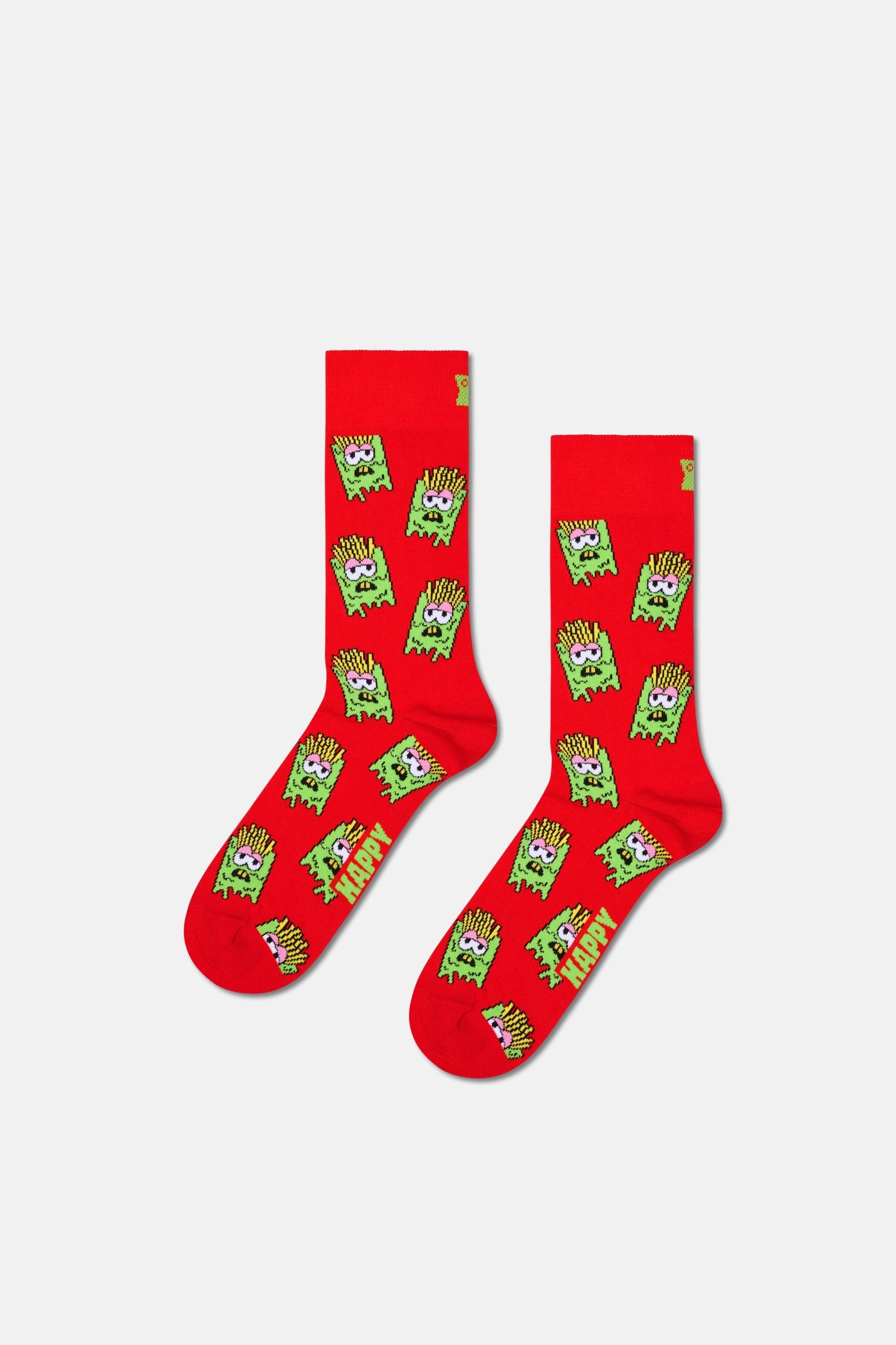 Happy Socks - Çok Renkli Hamburger ve Patates Desenli 3'lü Pamuklu Çorap Seti