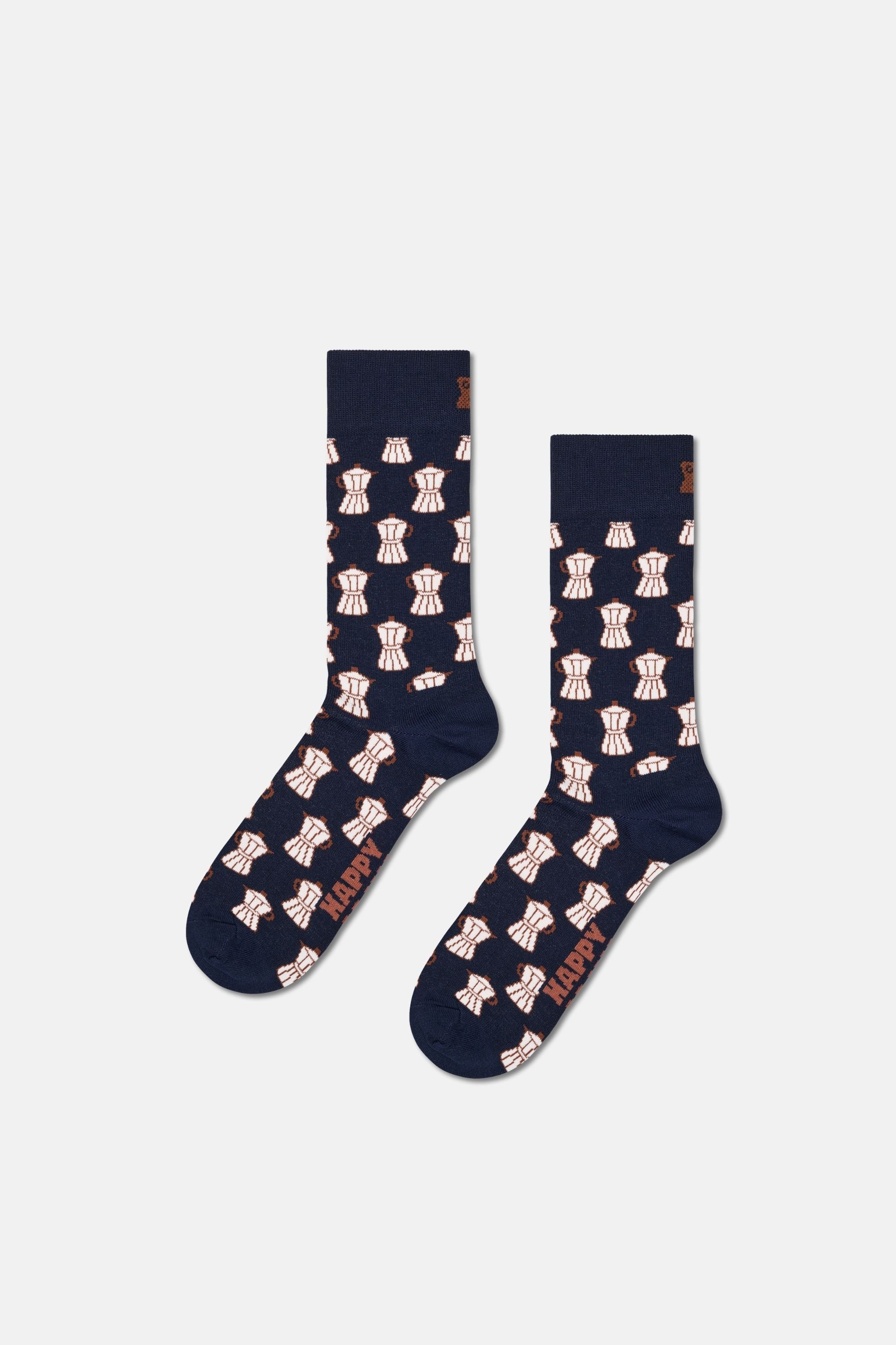 Happy Socks - Çok Renkli Kahve Desenli 4'lü Pamuklu Çorap Seti
