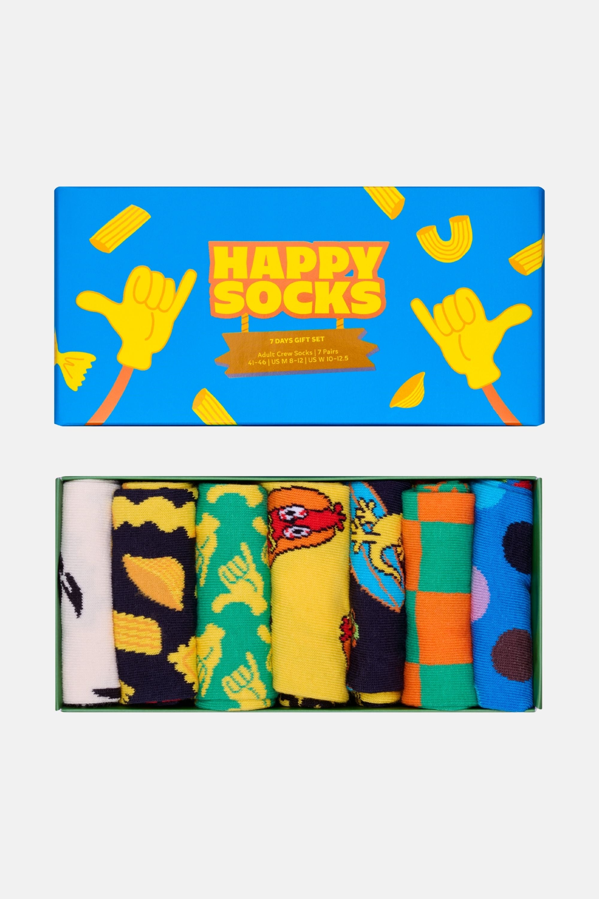 Happy Socks - Çok Renkli Karışık Desenli 7'li Pamuklu Çorap Seti