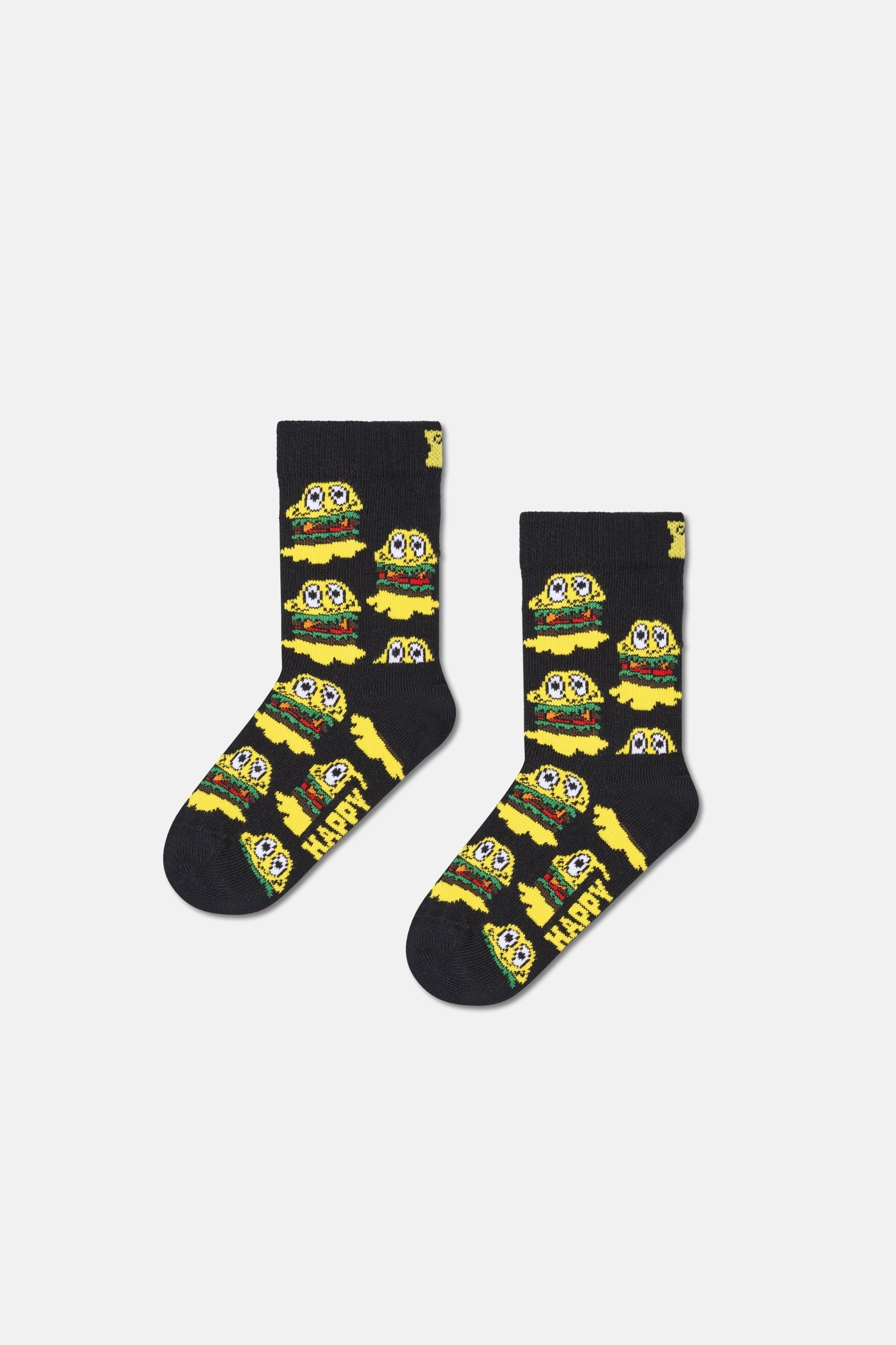 Happy Socks - Çocuk Çok Renkli Hamburger ve Patates Desenli 4'lü Pamuklu Çorap Seti