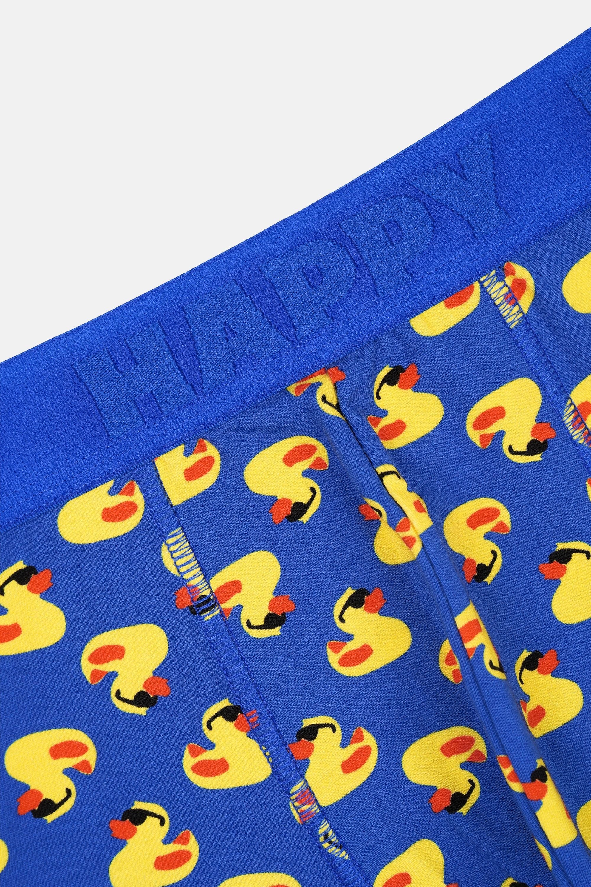 Happy Socks - Erkek Mavi Ördek Desenli Boxer