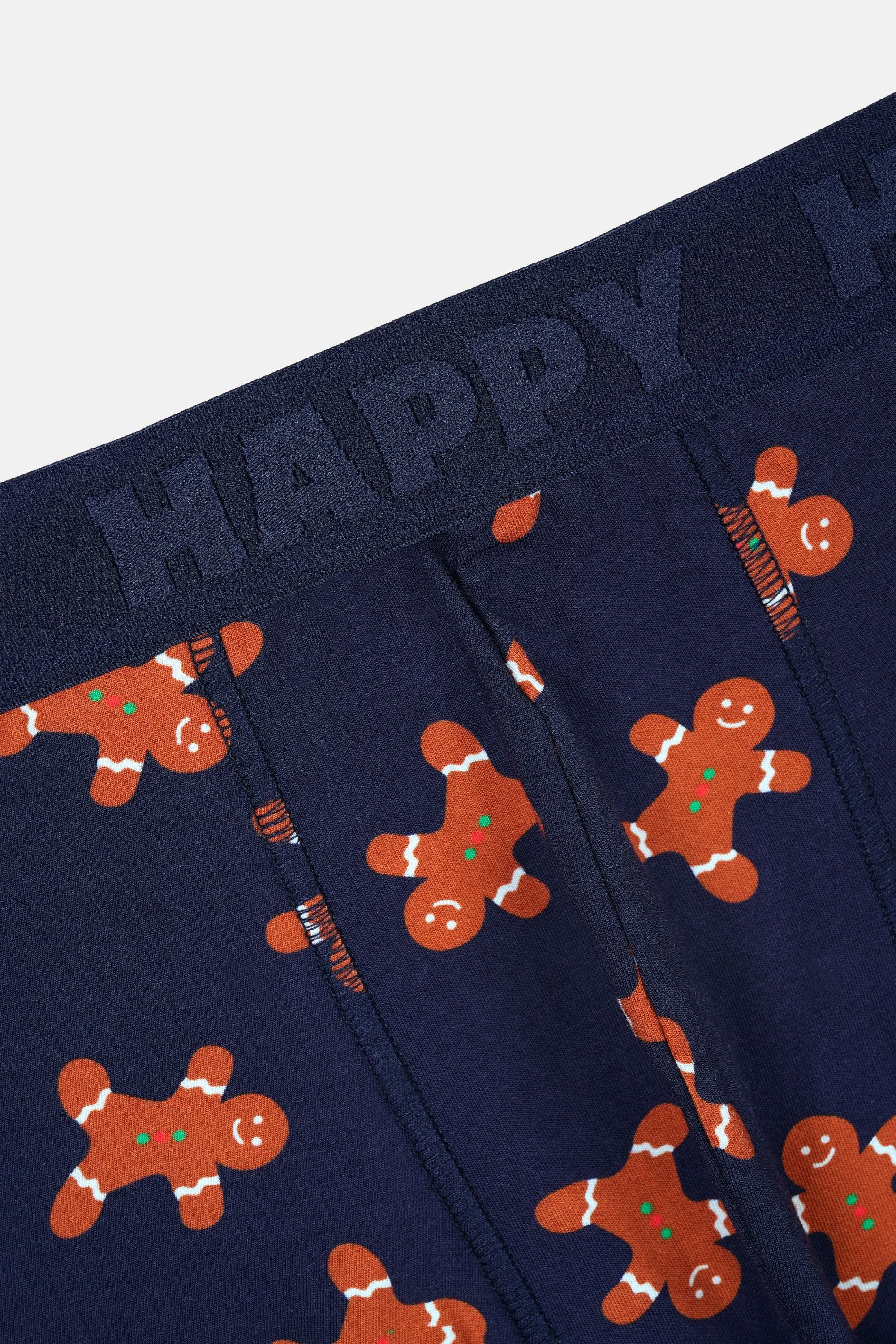Happy Socks - Erkek Lacivert Kurabiye Desenli Boxer