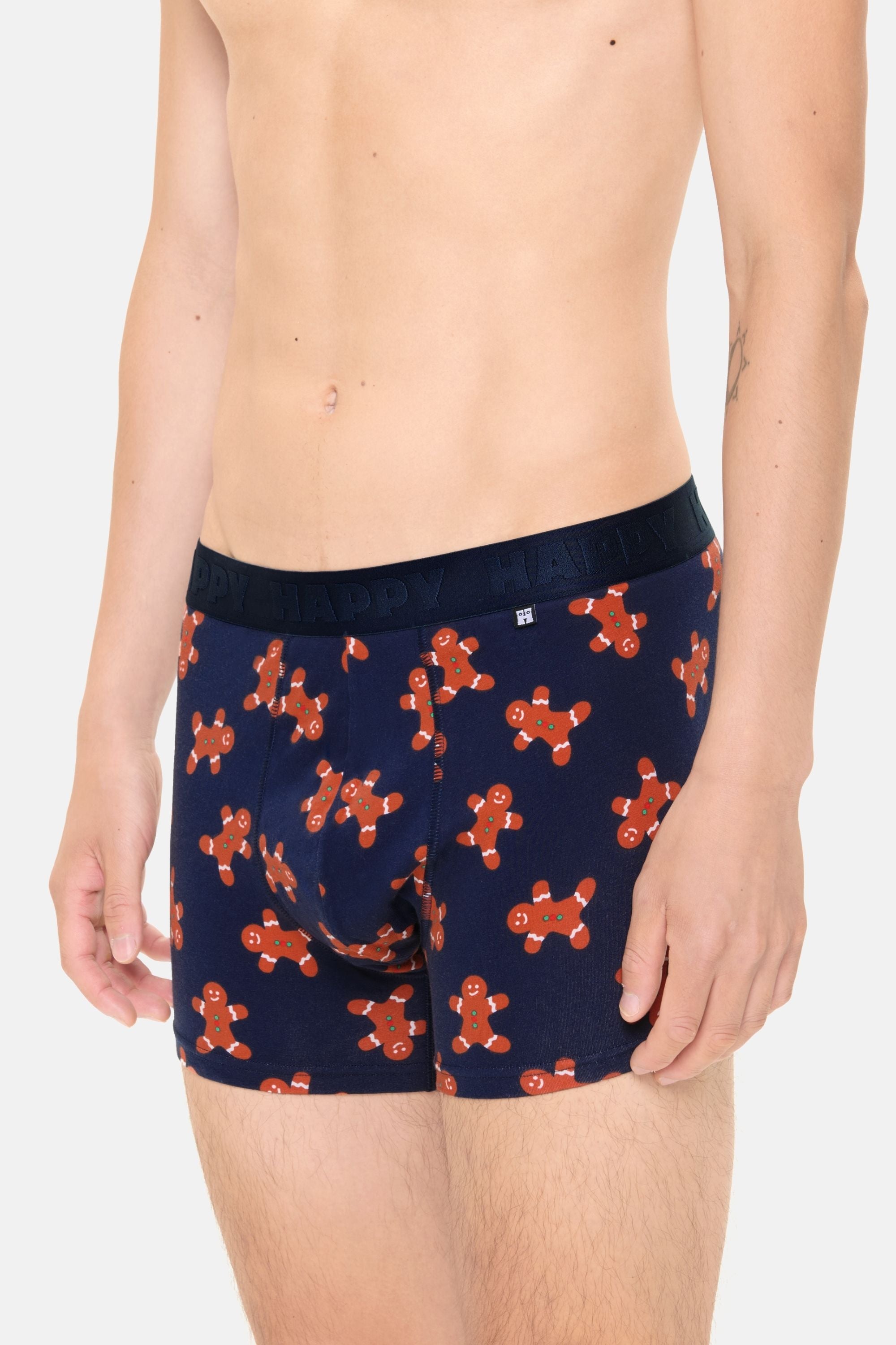 Happy Socks - Erkek Lacivert Kurabiye Desenli Boxer