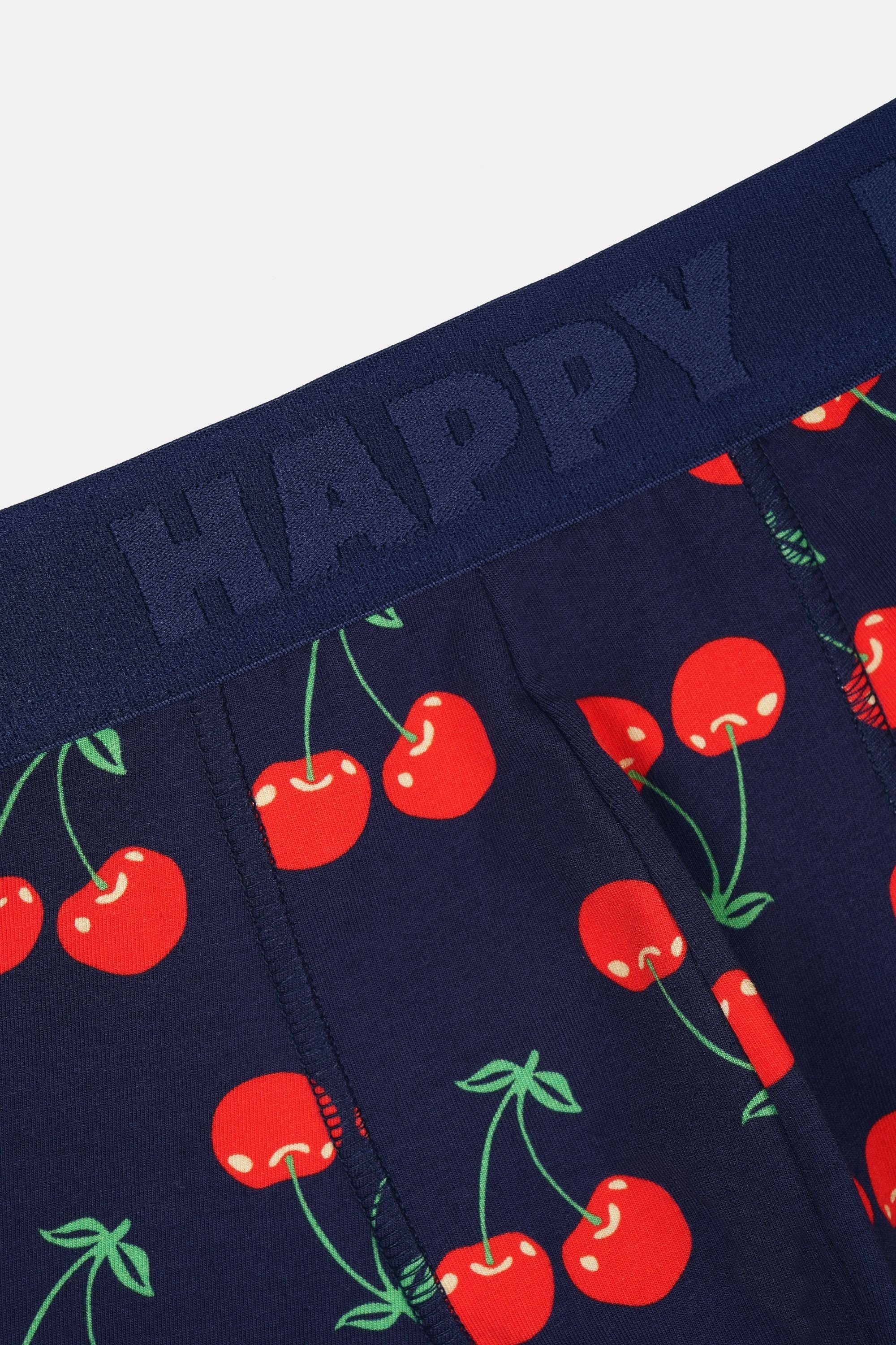 Happy Socks - Erkek Lacivert Kiraz Desenli Boxer