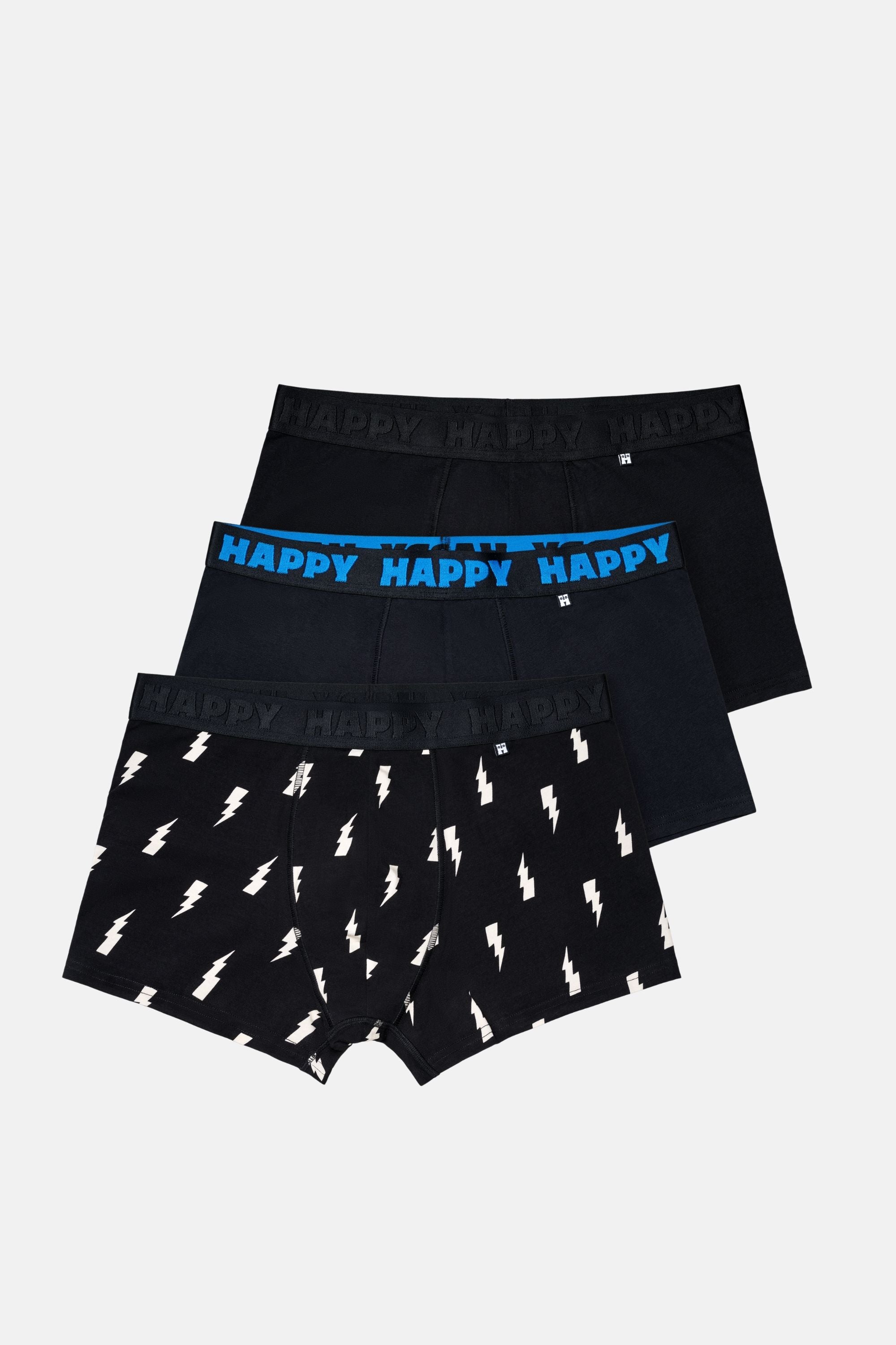 Happy Socks - Erkek Siyah Karışık Desenli 3'lü Boxer Seti