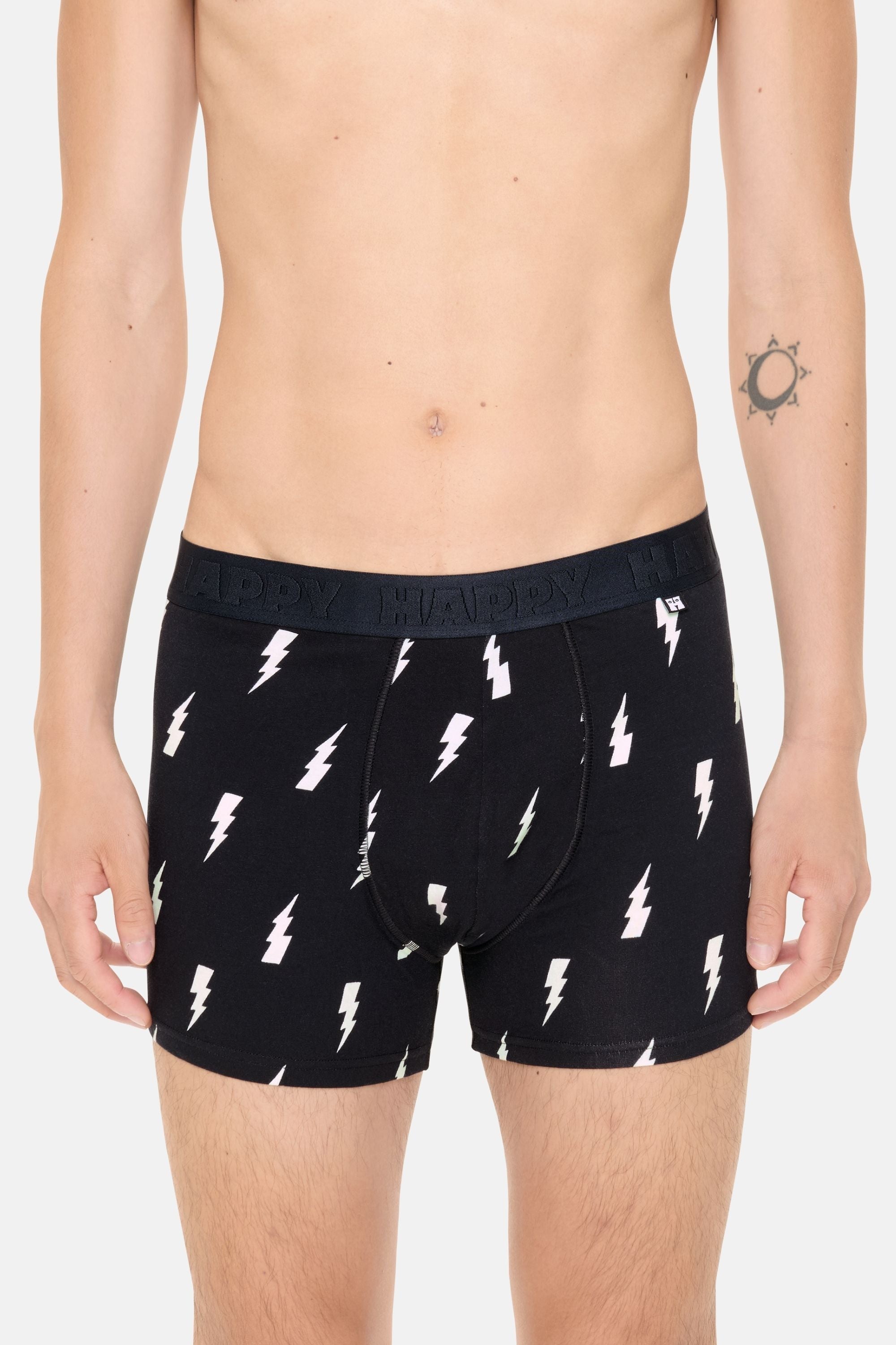 Happy Socks - Erkek Siyah Karışık Desenli 3'lü Boxer Seti