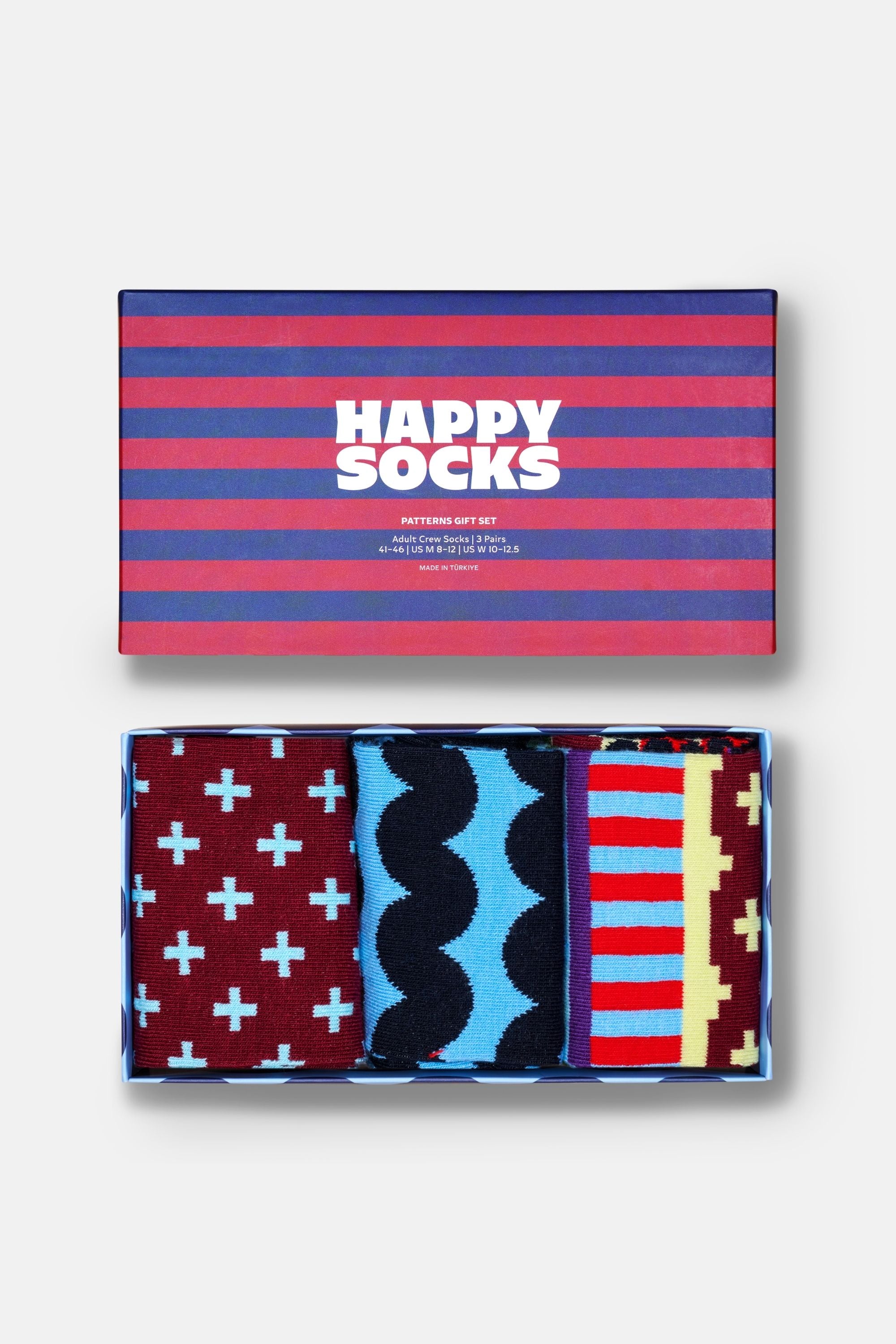 Happy Socks - Çok Renkli Karışık Desenli 3'lü Pamuklu Çorap Seti