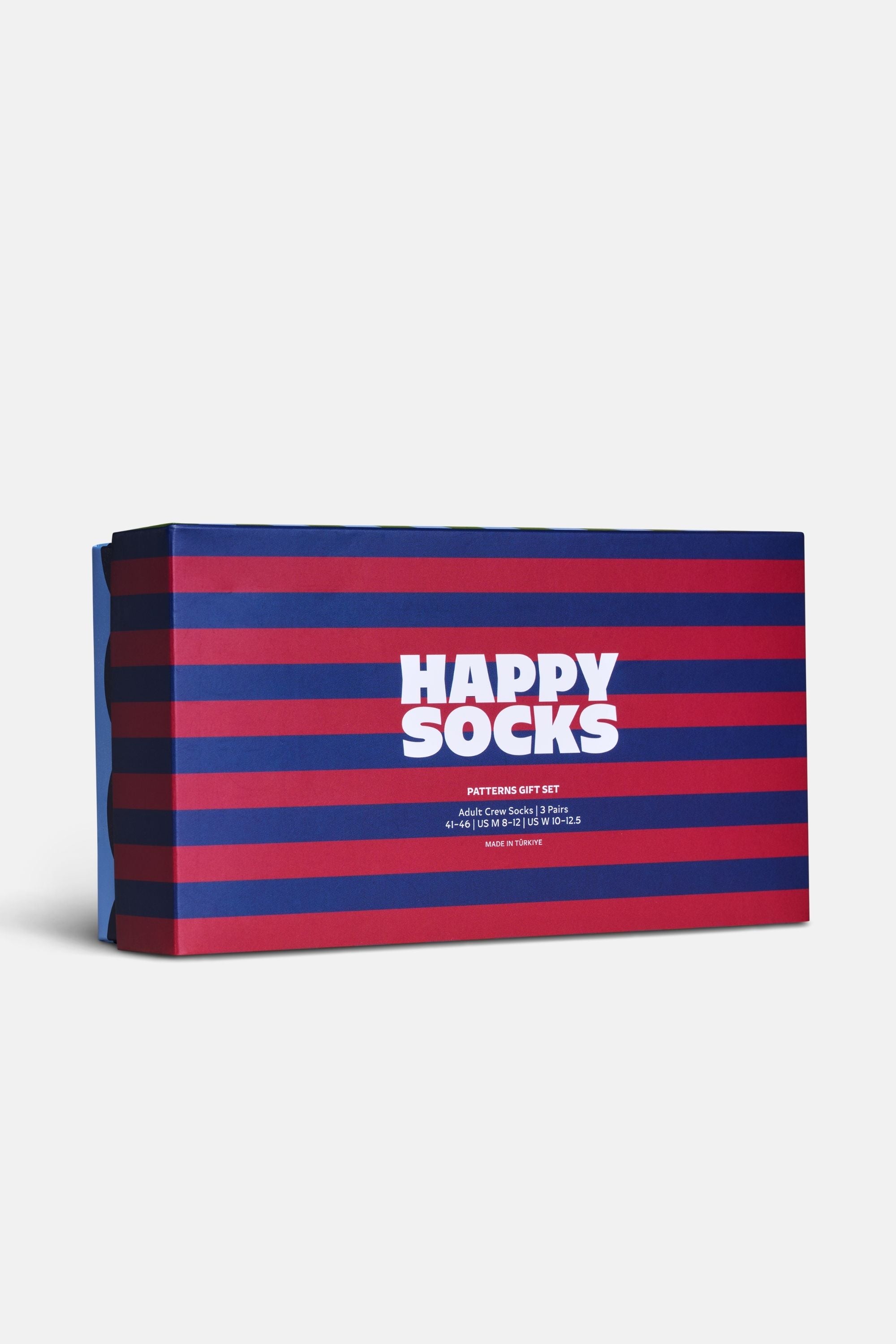 Happy Socks - Çok Renkli Karışık Desenli 3'lü Pamuklu Çorap Seti