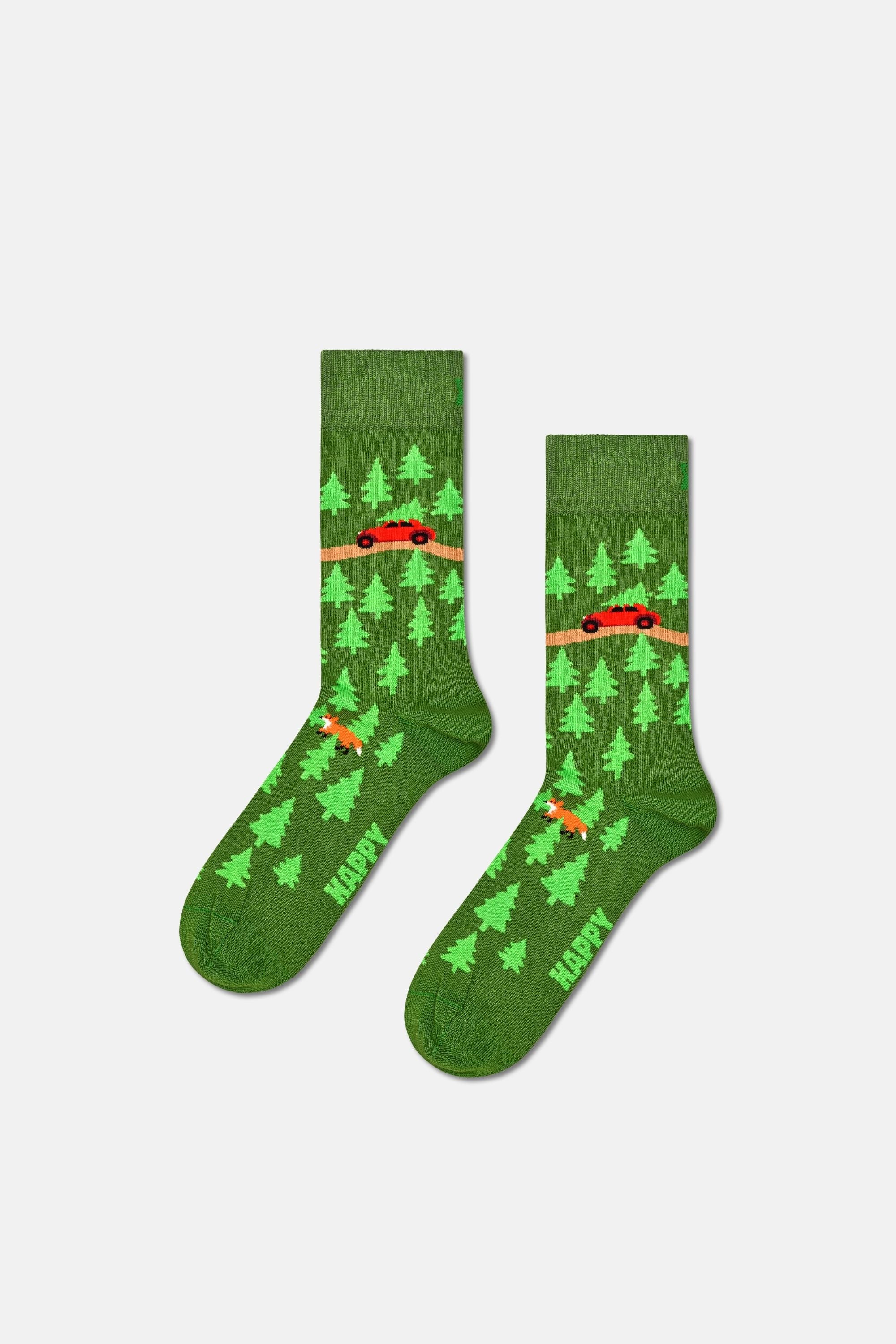 Happy Socks - Çok Renkli Doğa Desenli 3'lü Pamuklu Çorap Seti