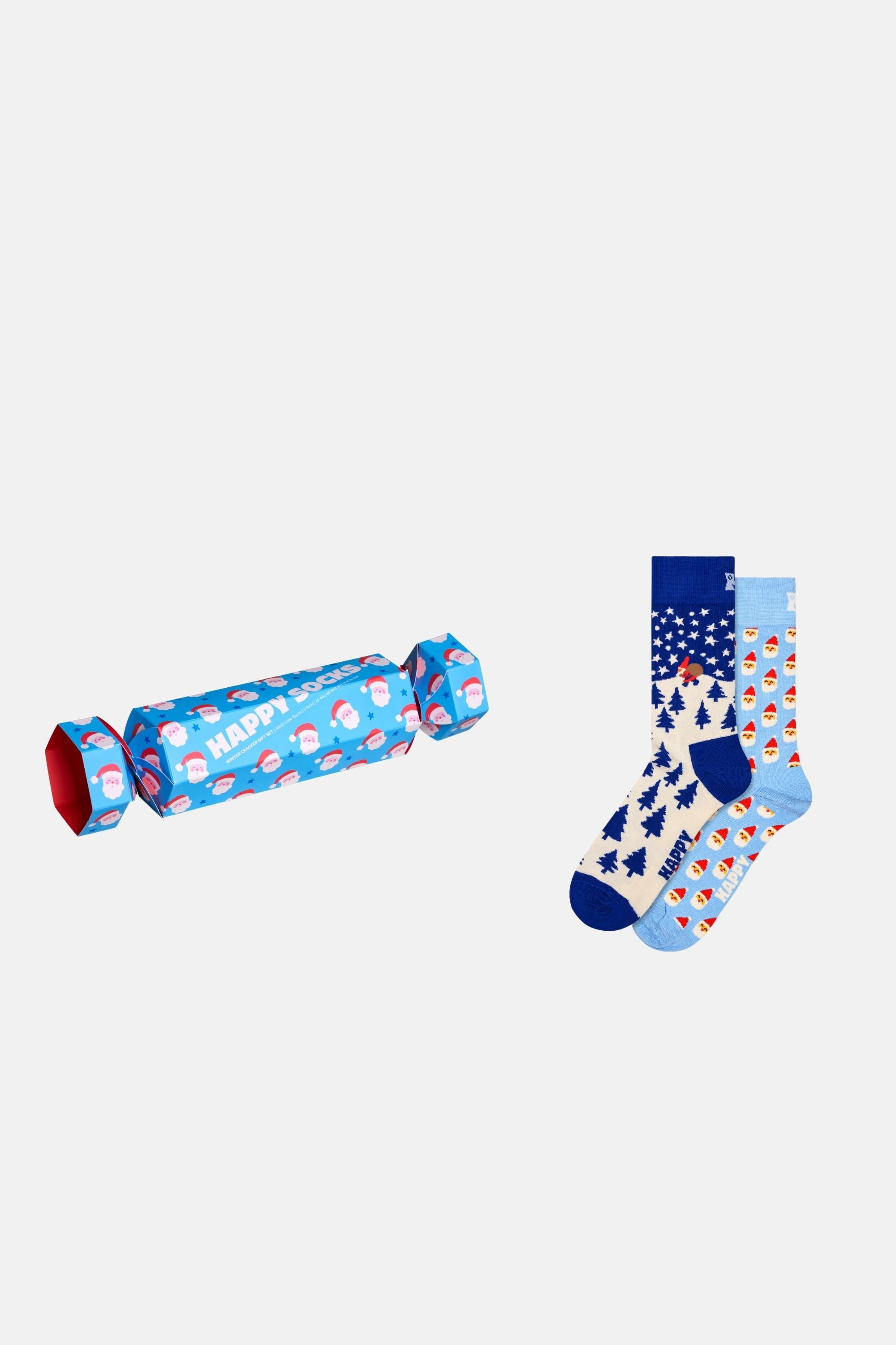 Happy Socks - Mavi Kutlama Desenli 2'li Pamuklu Çorap Seti