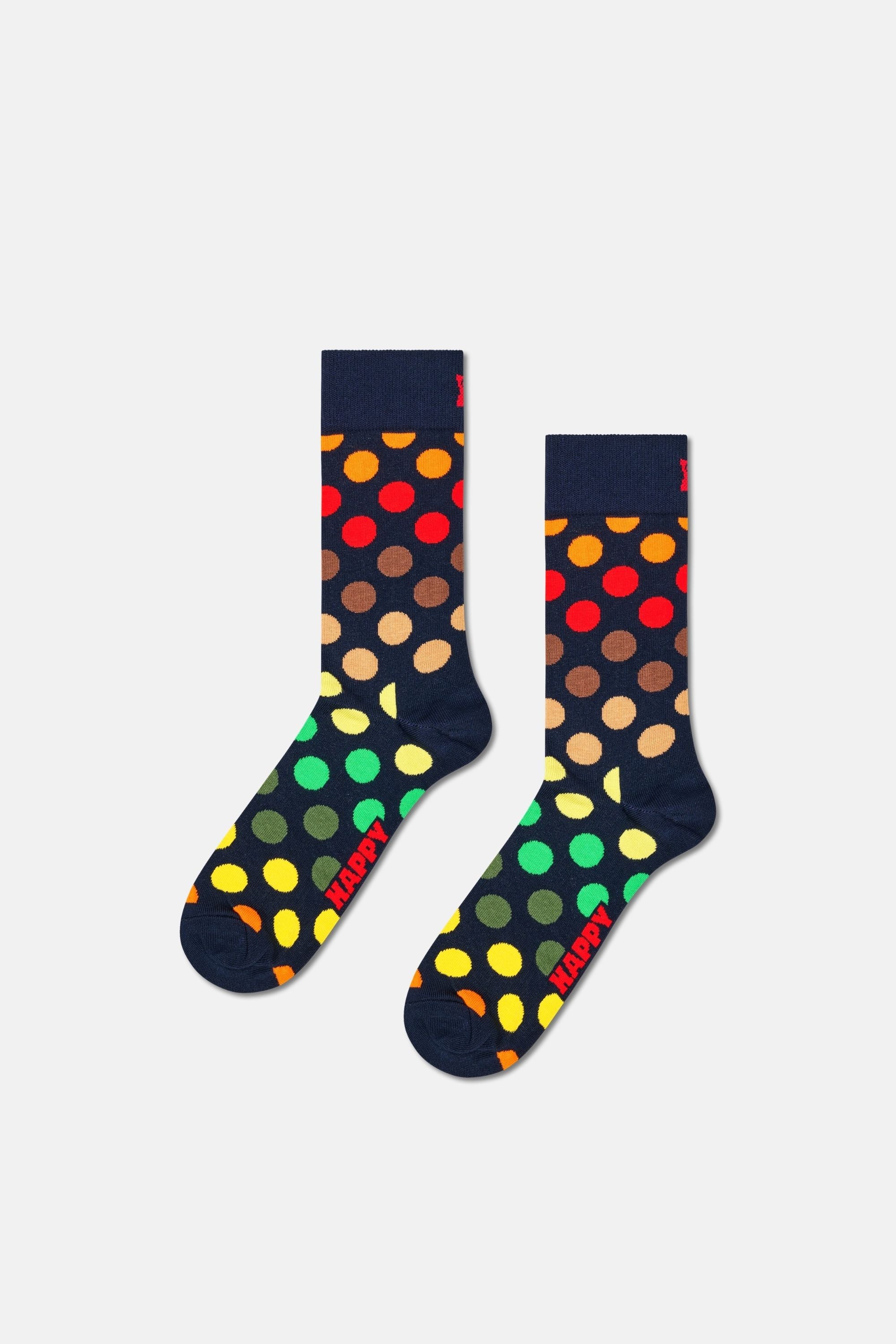 Happy Socks - Siyah Nokta ve Çizgi Desenli 2'li Pamuklu Çorap Seti