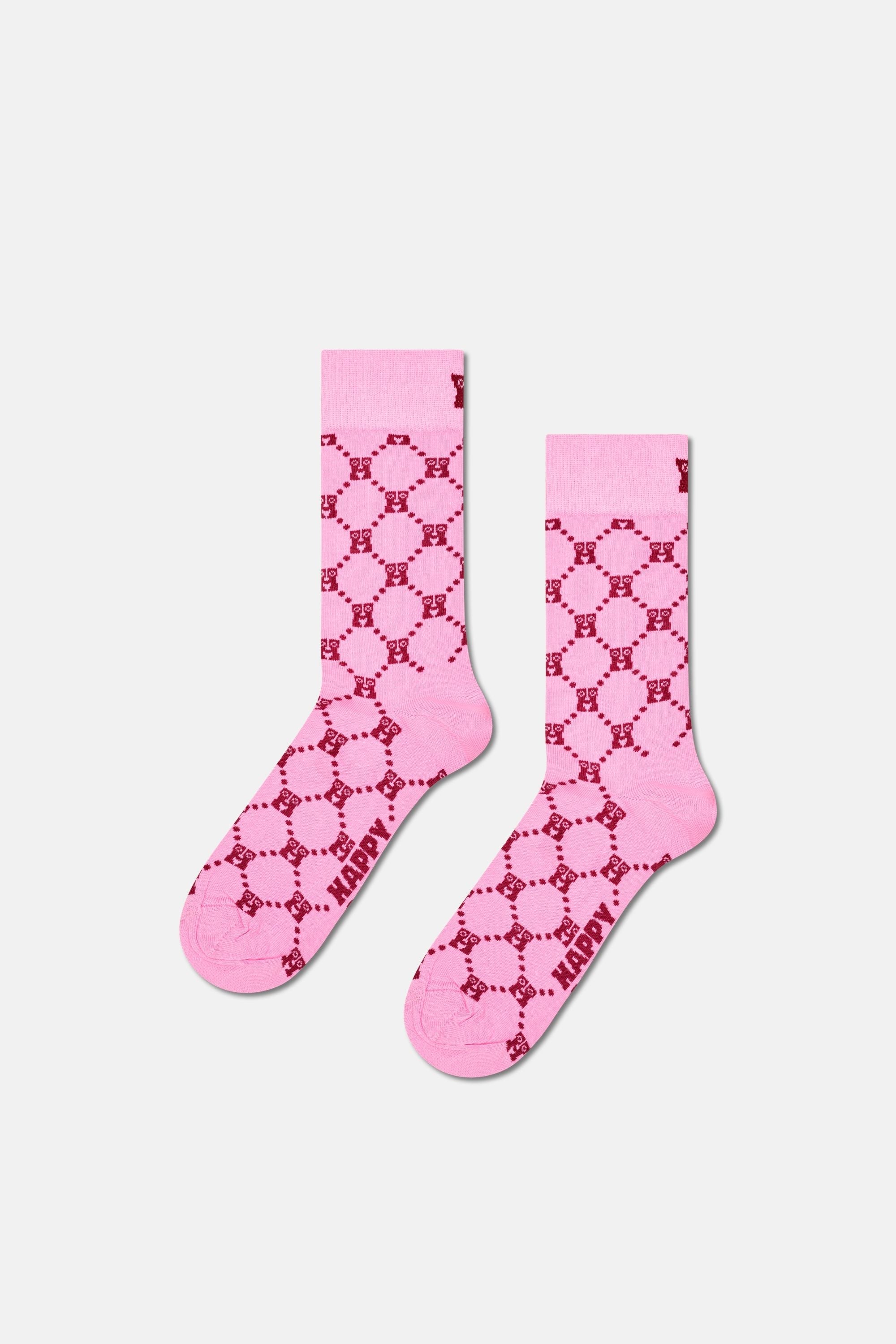 Happy Socks - Pembe Karışık Desenli 4'lü Pamuklu Çorap Seti