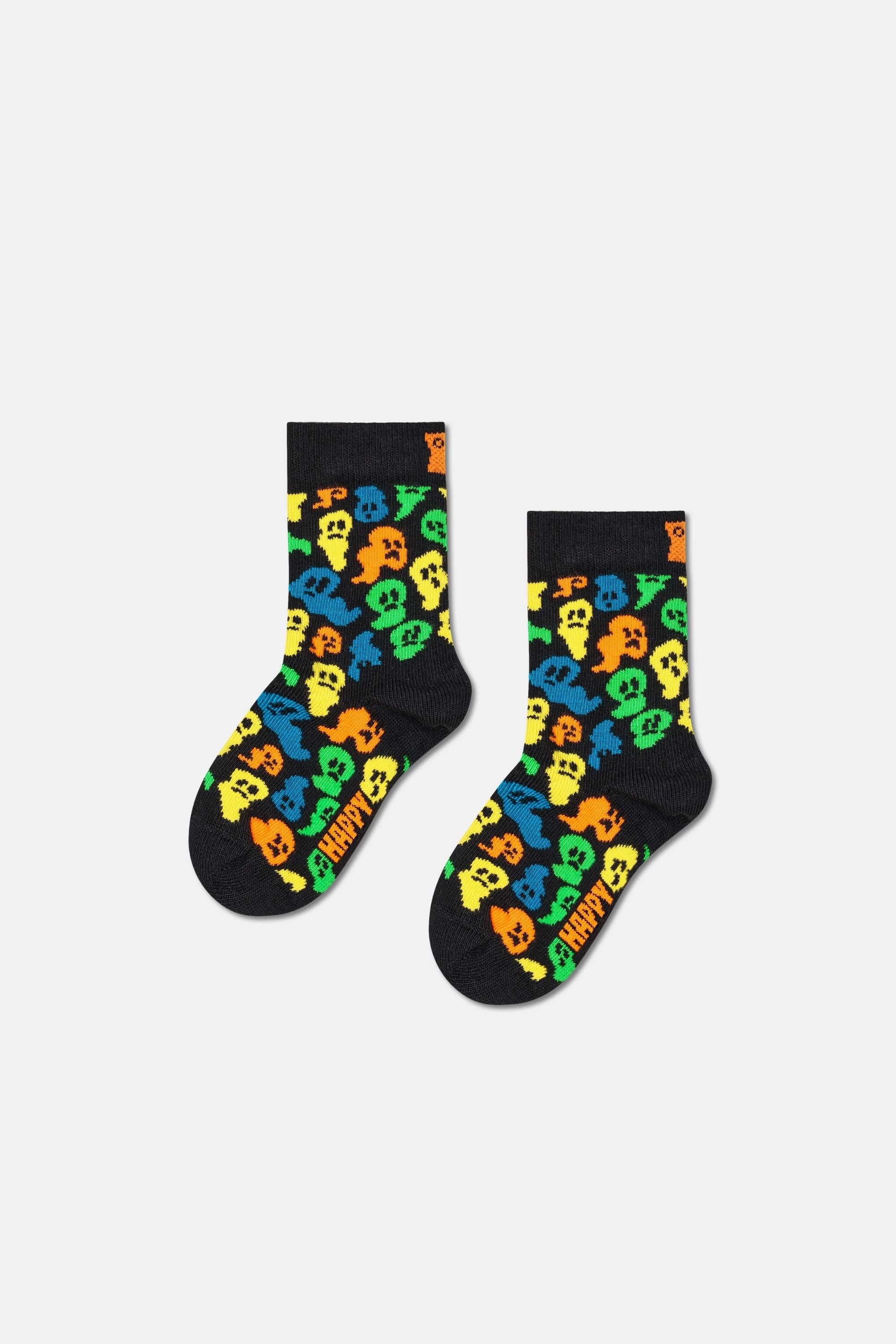 Happy Socks - Çocuk Siyah Hayalet Desenli Pamuklu Çorap