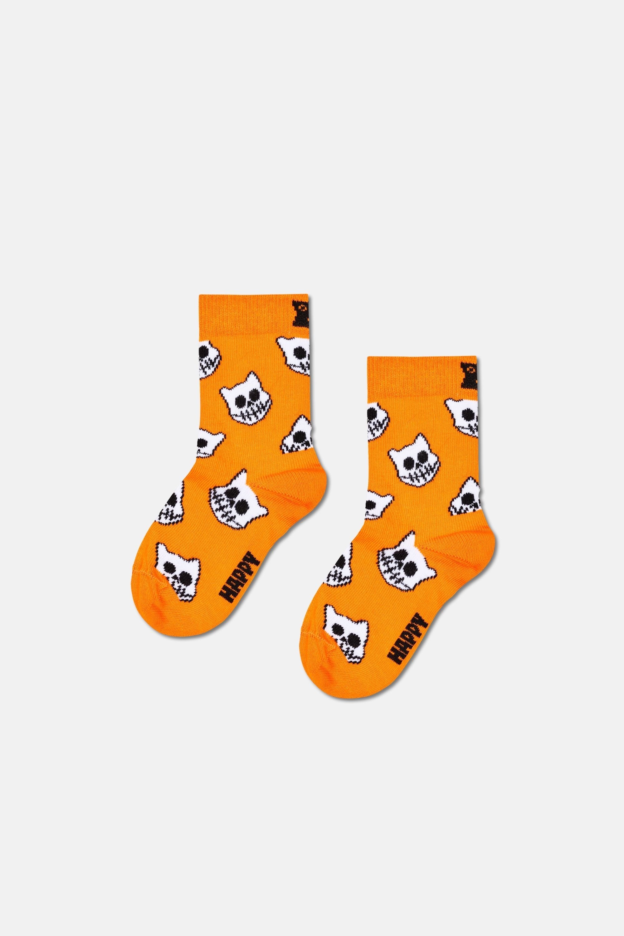 Happy Socks - Çocuk Turuncu Hayvan Desenli Pamuklu Çorap