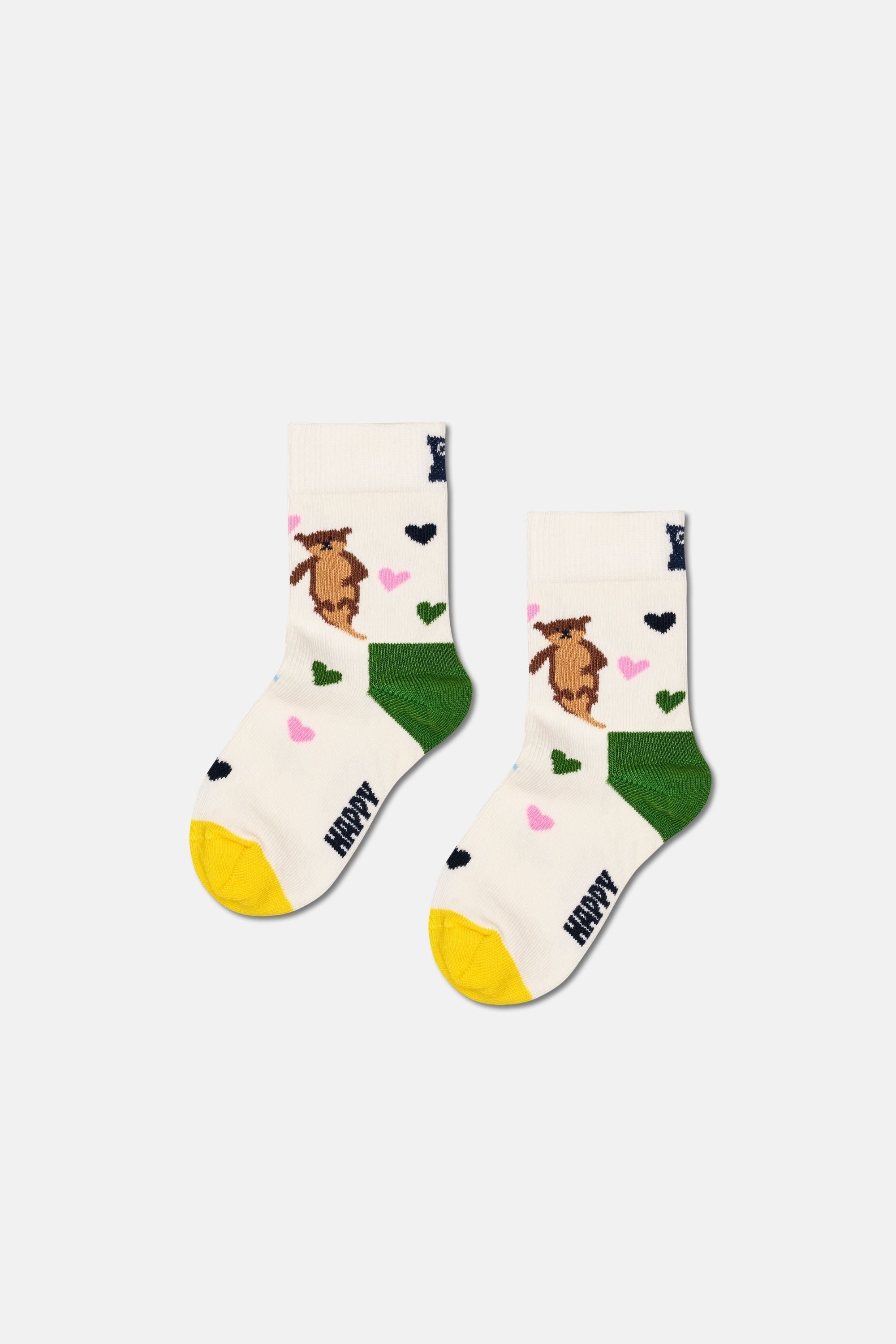 Happy Socks - Çocuk Krem Su Samuru Desenli Pamuklu Çorap