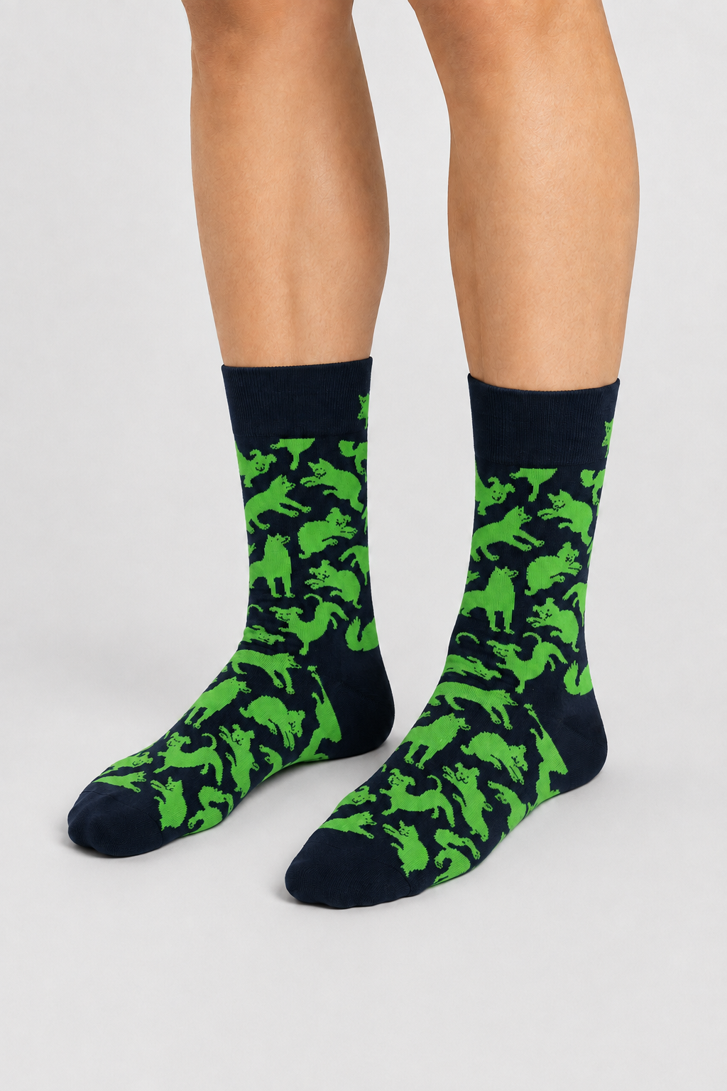 Happy Socks - Köpek Desenli Lacivert Pamuklu Çorap