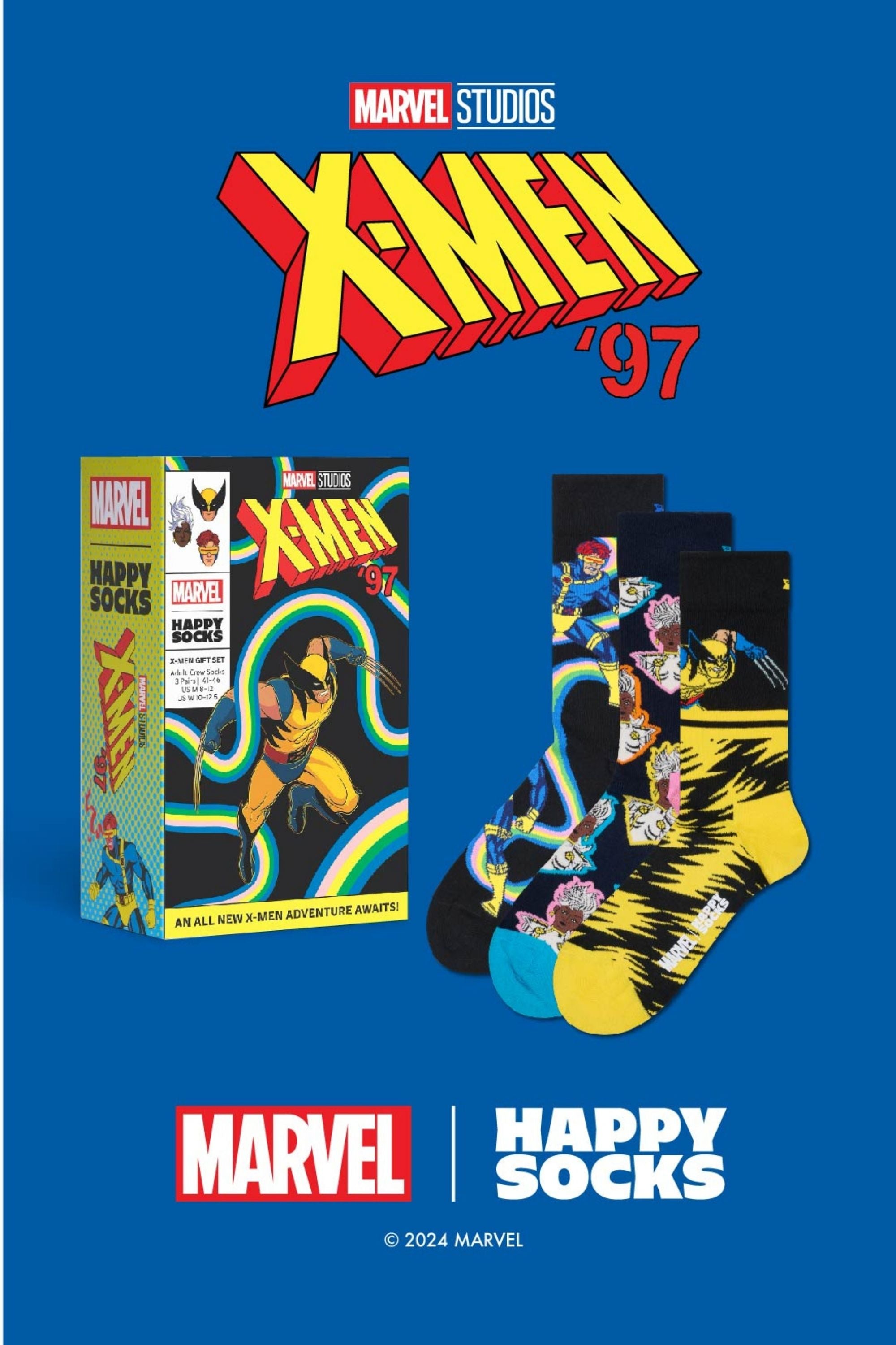 Happy Socks - Çok Renkli MARVEL X - Men 3'lü Çorap Hediye Seti