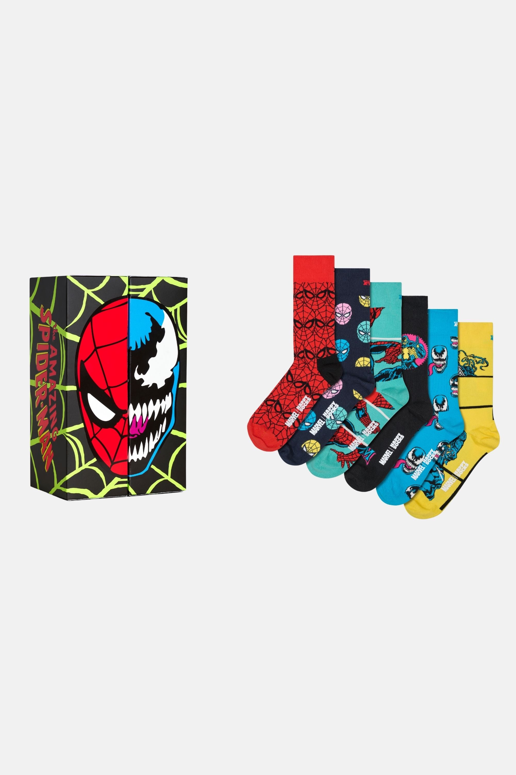 Happy Socks - Çok Renkli MARVEL Spider - Man Figürlü 6'lı Çorap Seti