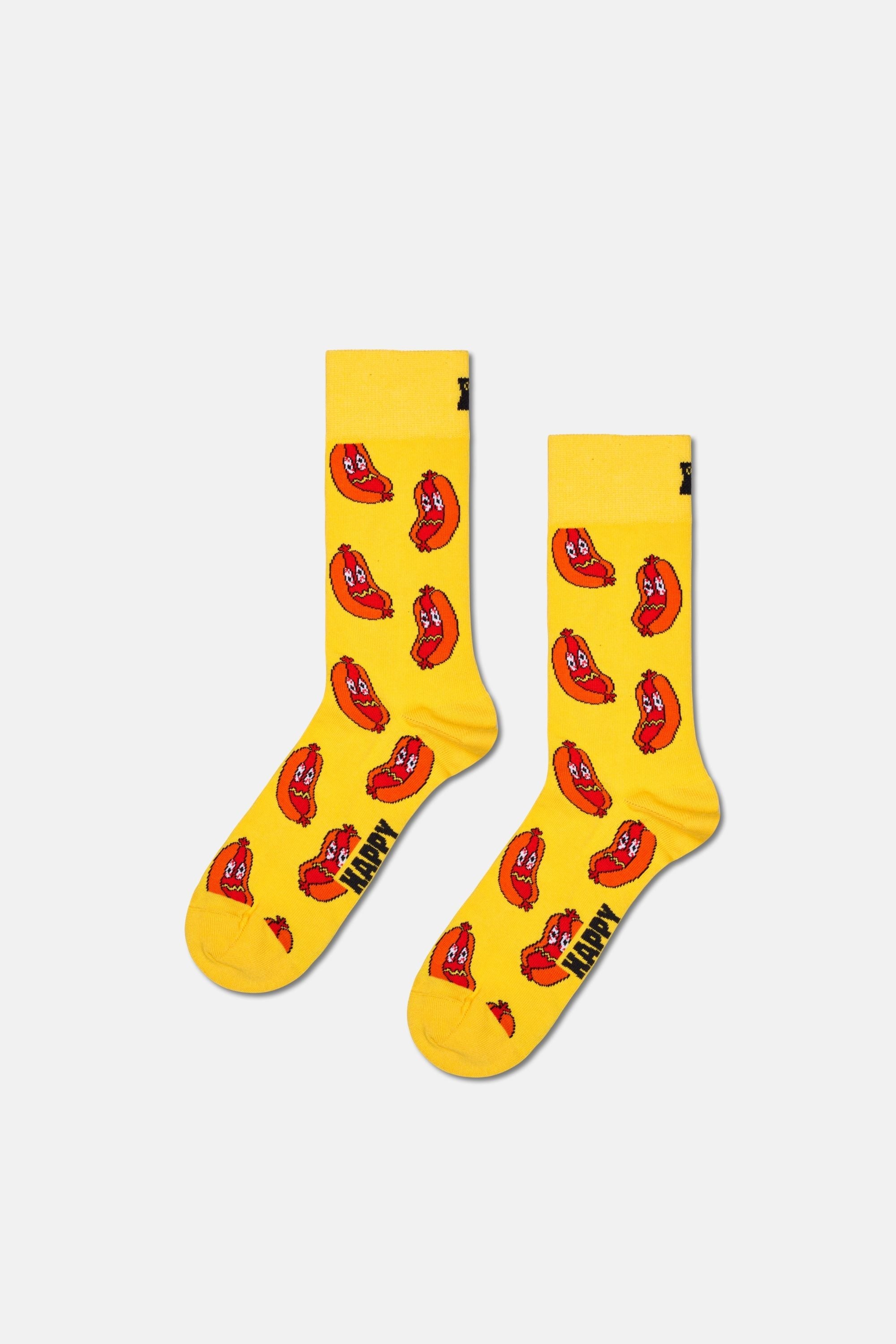 Happy Socks - Sarı Sosisli Sandviç Desenli Çorap