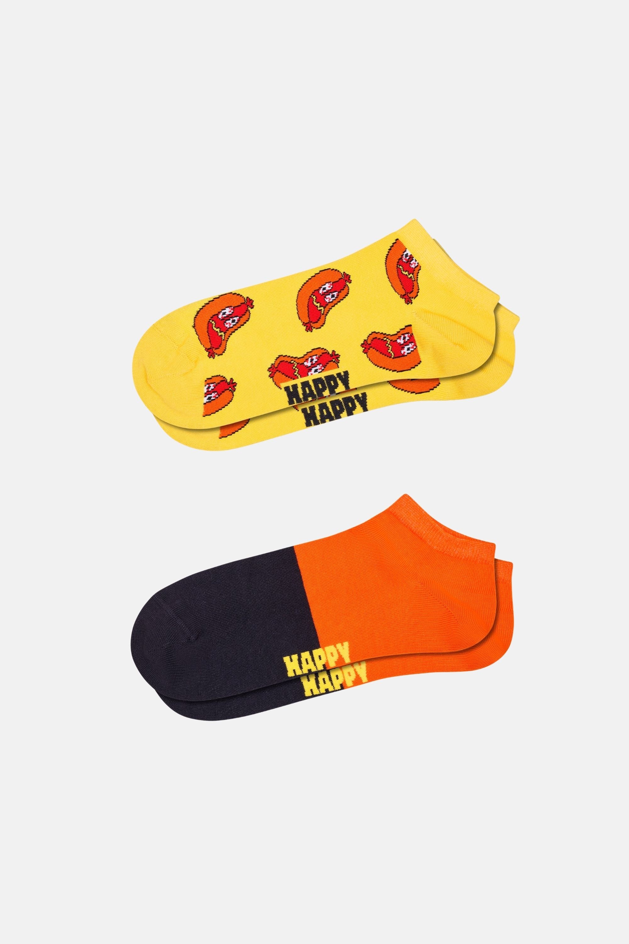 Happy Socks - Sarı Sosis Desenli 2'li Düşük Kesim Çorap Seti