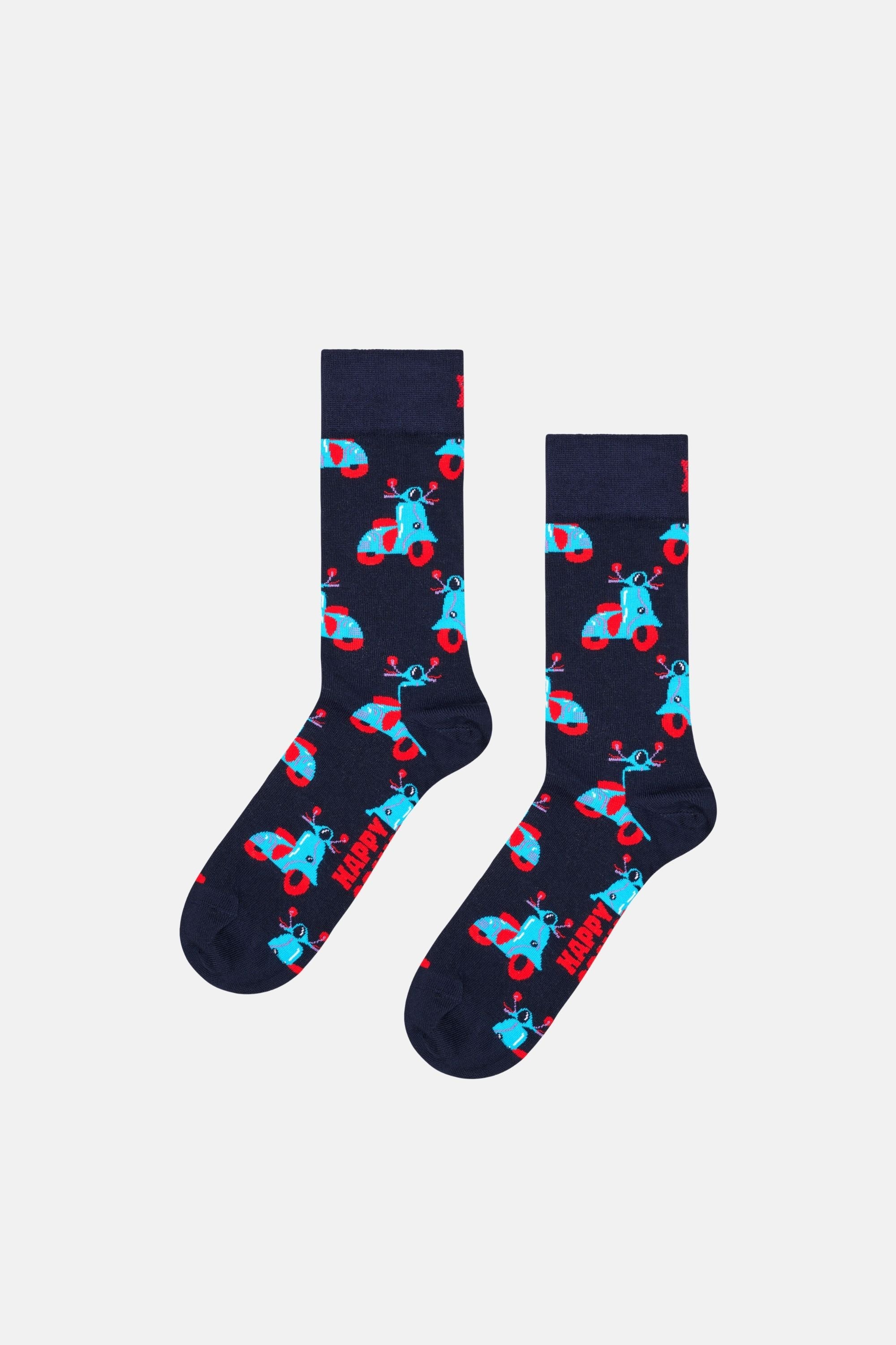 Happy Socks - Çok Renkli Makarna ve Scooter Desenli 2'li Çorap Hediye Seti