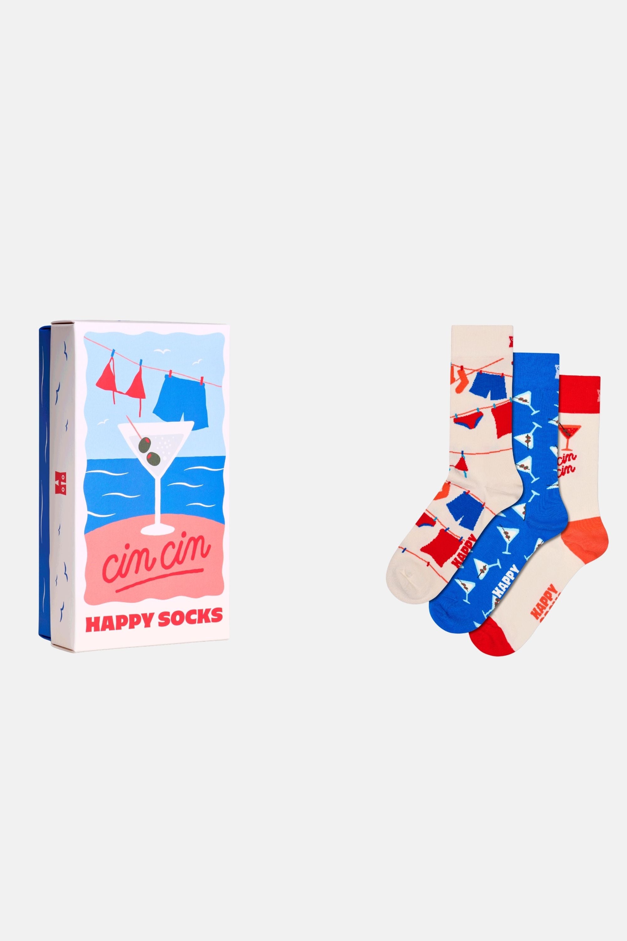 Happy Socks - Çok Renkli Eğlenceli Desenli 3'lü Çorap Hediye Seti
