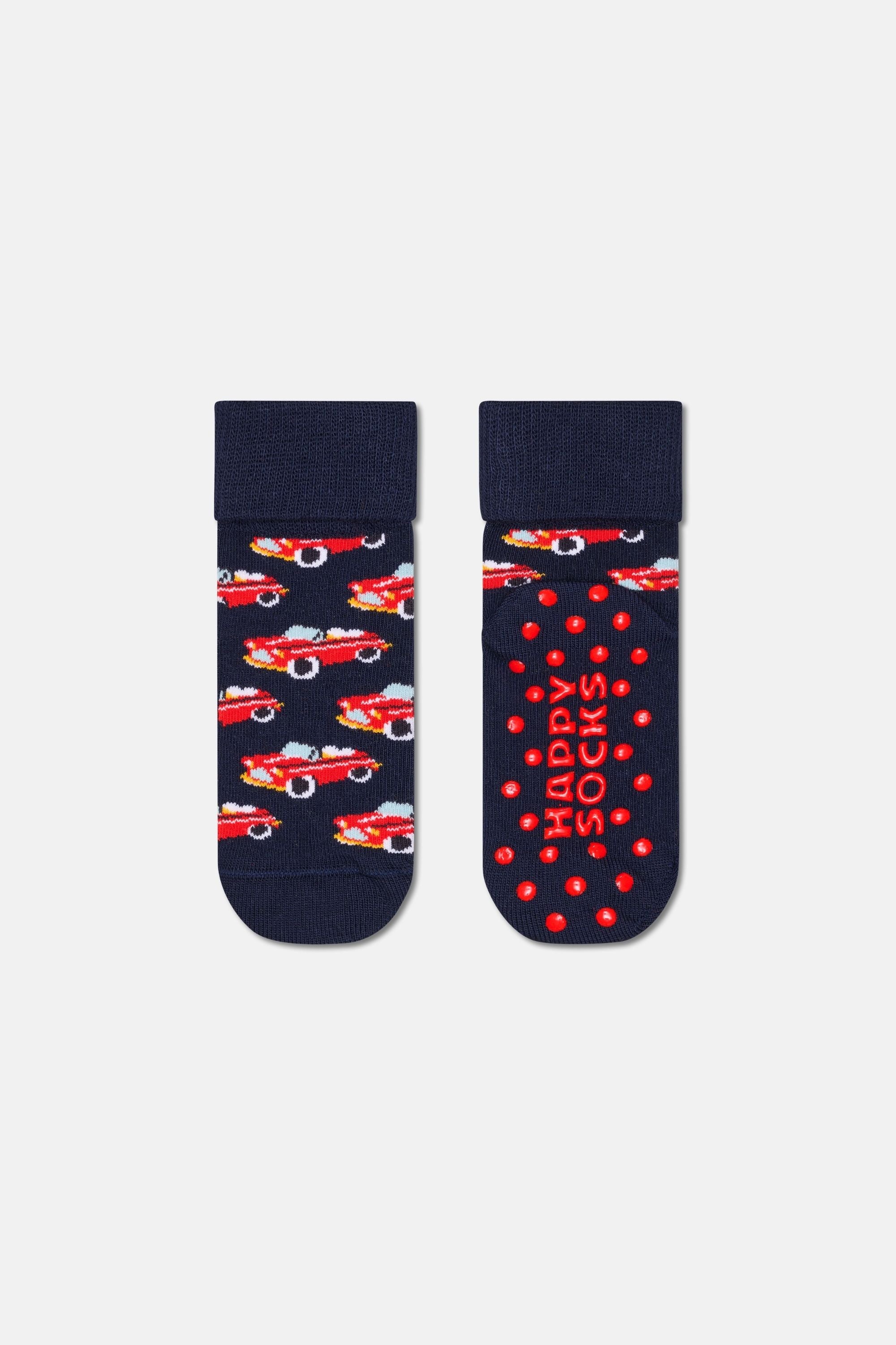 Happy Socks - Çocuk Araba Desenli Kaydırmaz 2'li Çorap Seti