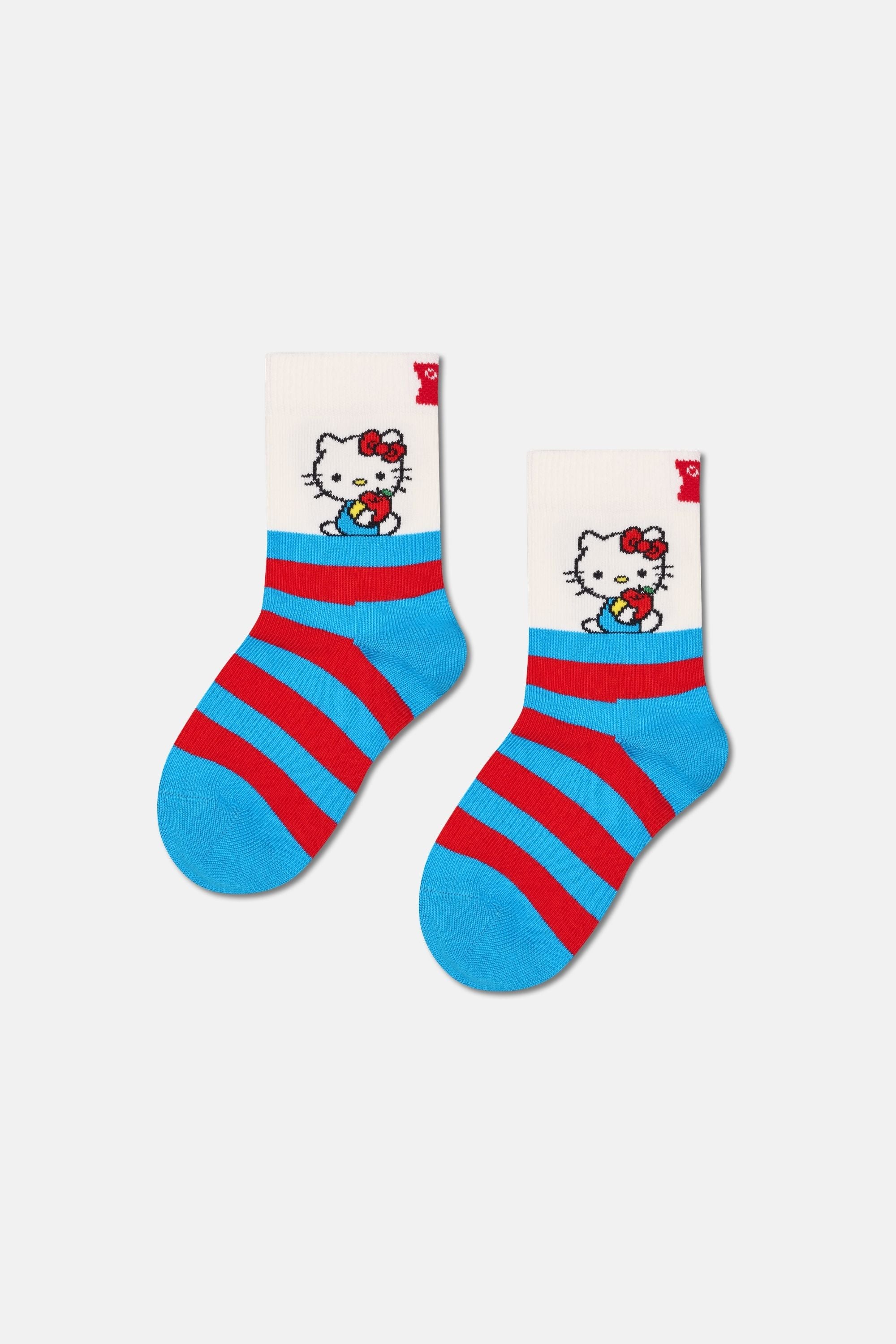 Happy Socks - Çocuk Hello Kıtty Çizgili Desenli Çorap