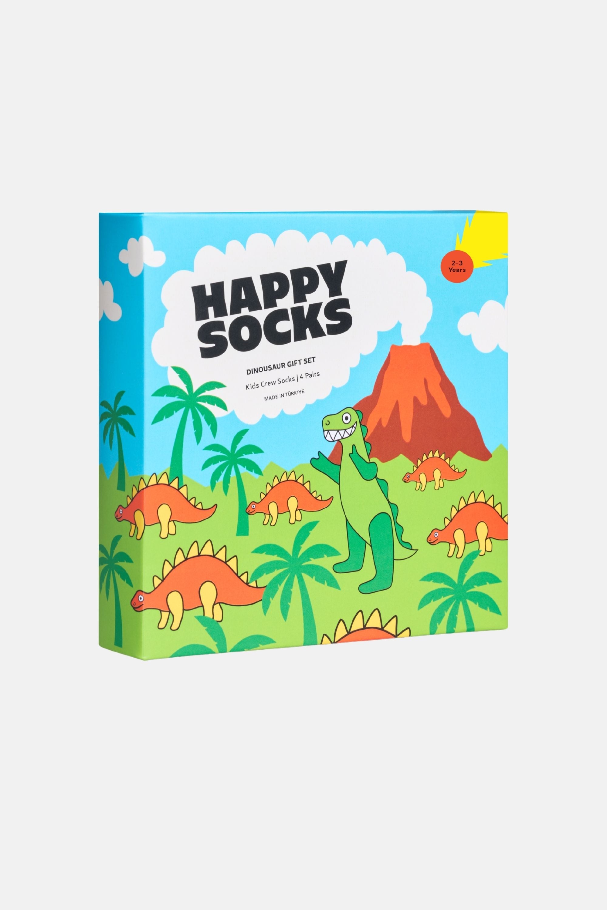 Happy Socks - Çocuk Dinozor Desenli 4'lü Çorap Hediye Seti