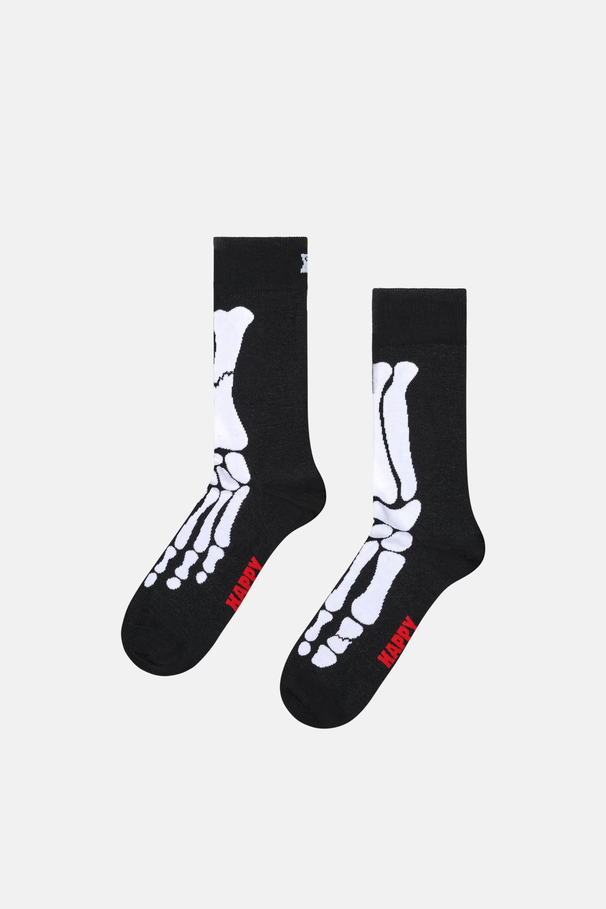 Happy Socks - Siyah Kemik Desenli Pamuklu Çorap