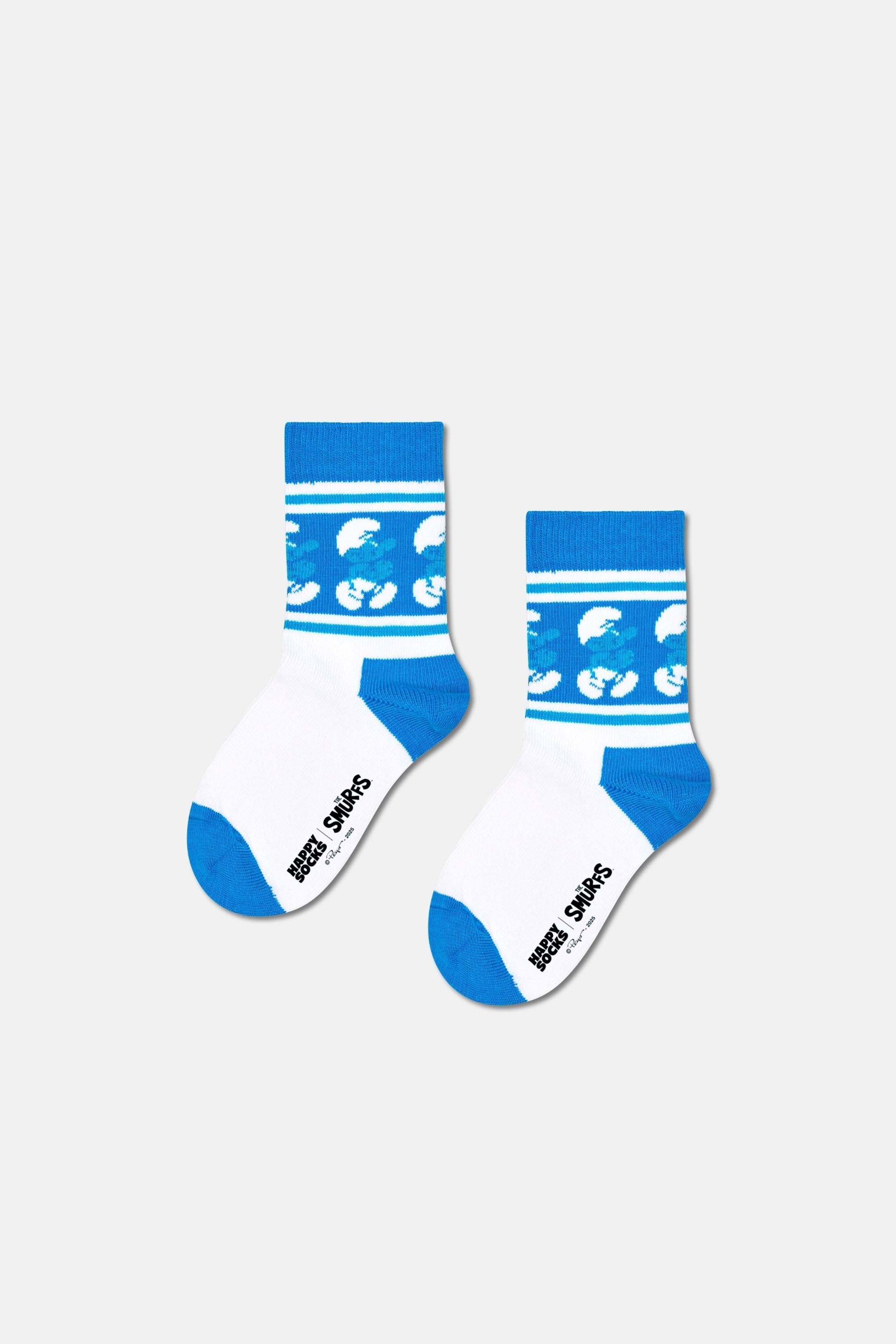 Happy Socks - Beyaz Şirinler Desenli Çocuk Pamuklu Çorap
