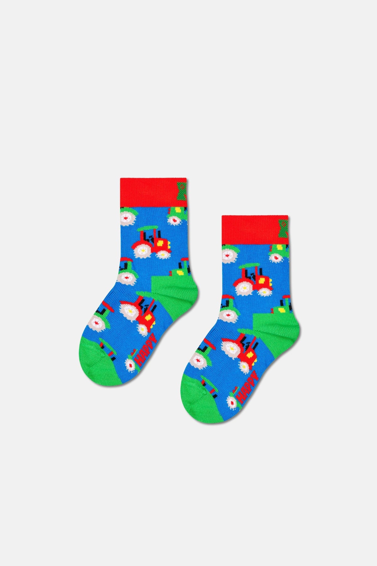 Happy Socks - Mavi Traktör Desenli Çocuk Pamuklu Çorap
