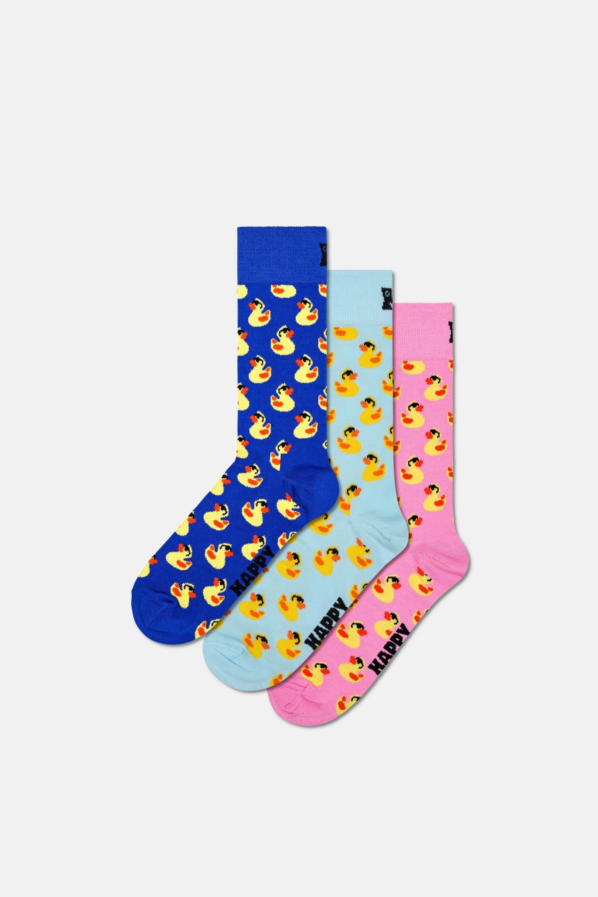 Happy Socks - Çok Renkli Ördek Desenli Pamuklu 3’lü Çorap Seti