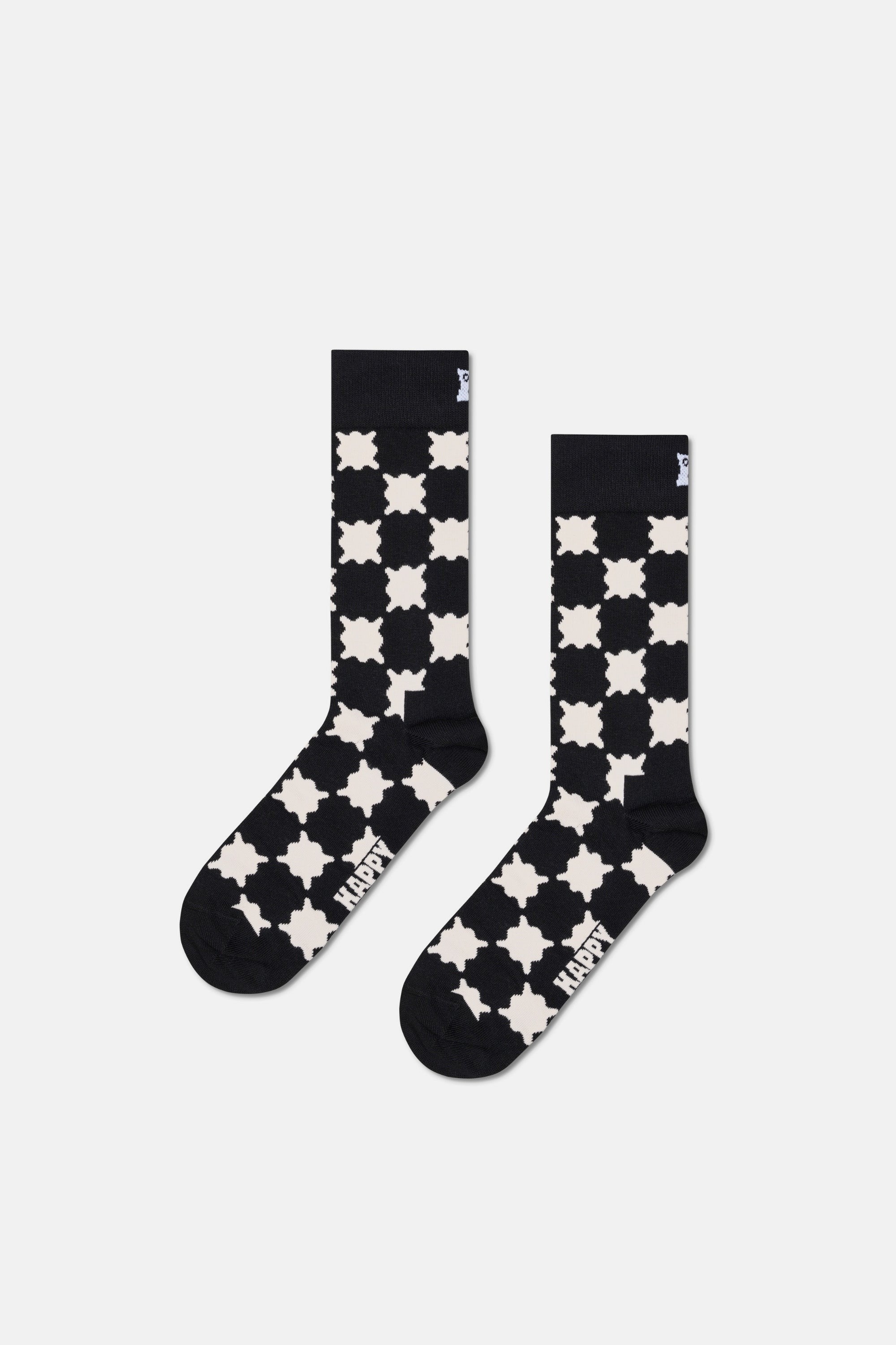 Happy Socks - Siyah Beyaz Desenli 3’lü Pamuklu Çorap Seti