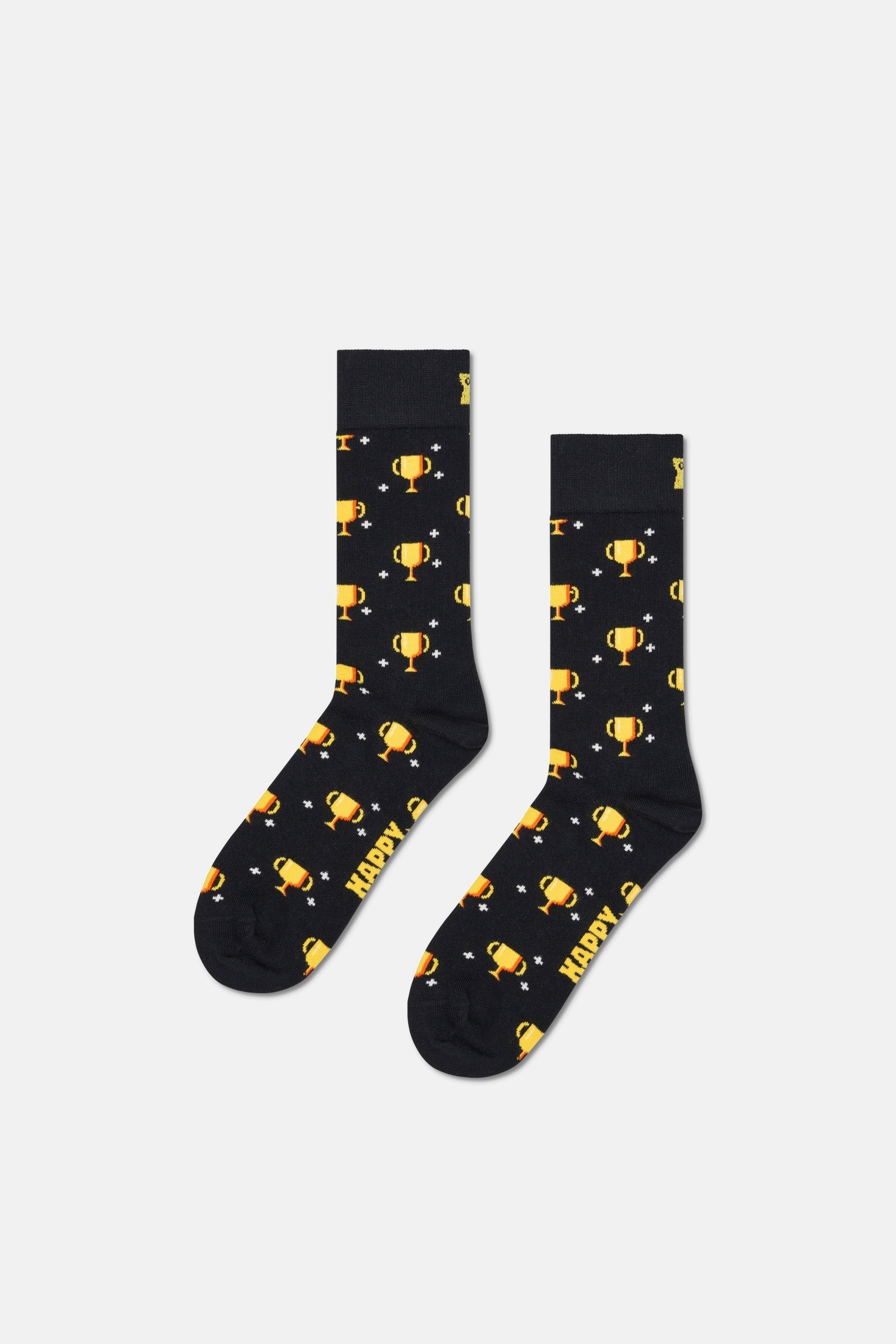 Happy Socks - Siyah Kupa Desenli Pamuklu Çorap