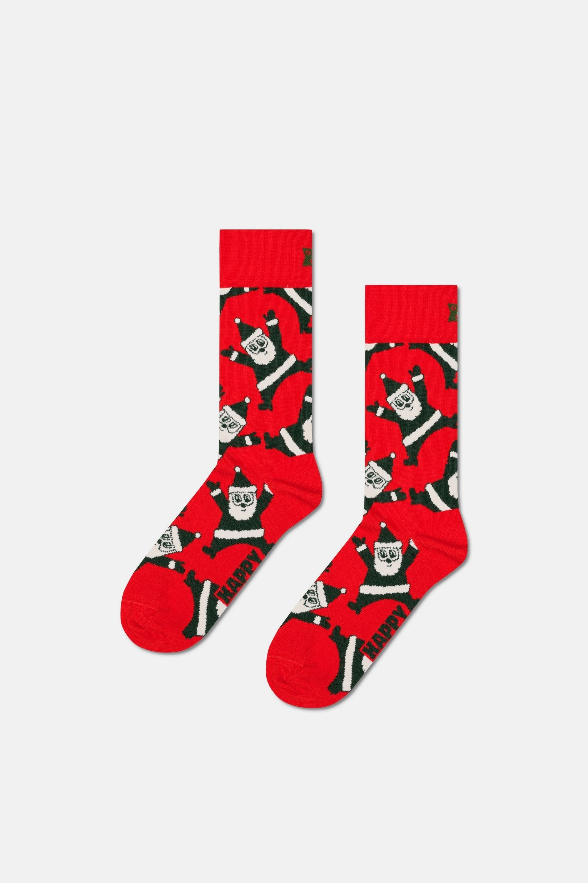 Happy Socks - Kırmızı Noel Baba Desenli Pamuklu Çorap