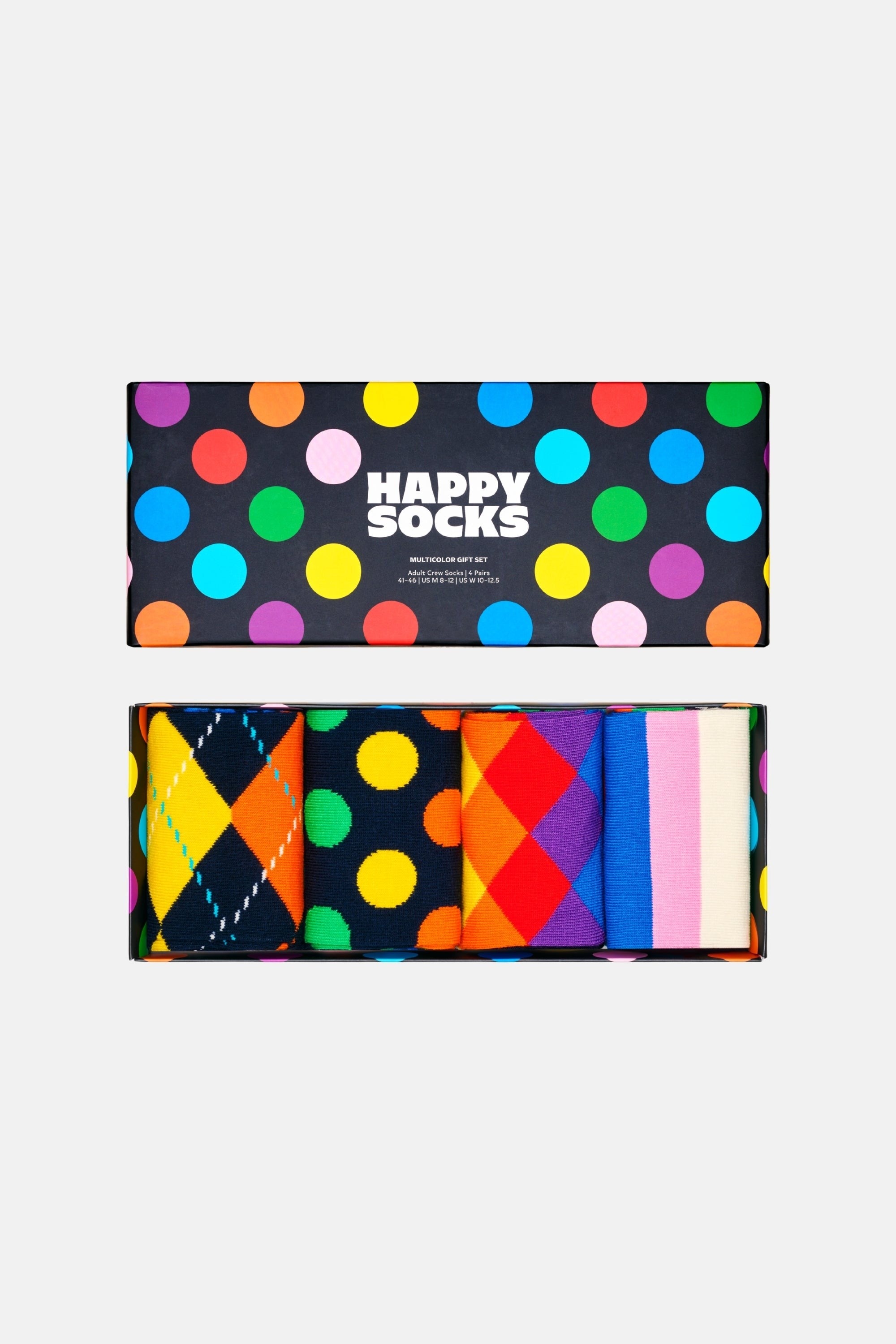 Happy Socks - Çok Renkli Karışık Desenli Pamuklu 4’lü Çorap Seti