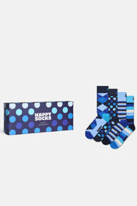 Happy Socks - Mavi Karışık Desenli Pamuklu 4’lü Çorap Seti