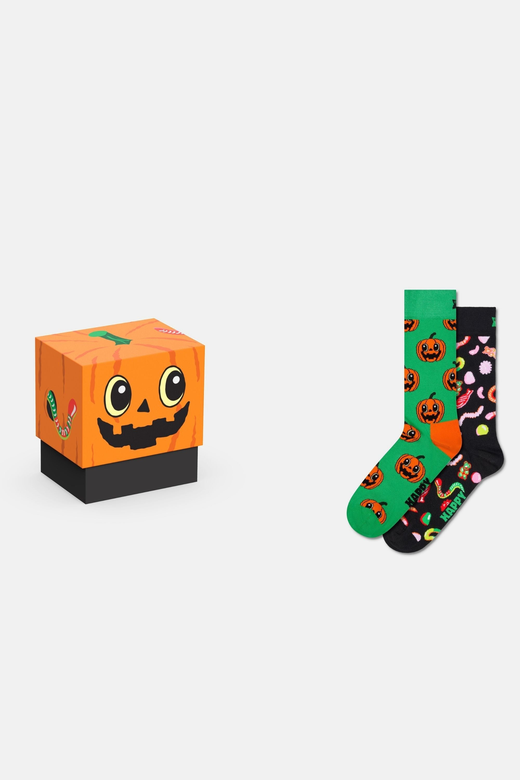 Happy Socks - Çok Renkli Cadılar Bayramı Desenli Pamuklu 2’li Çorap Seti