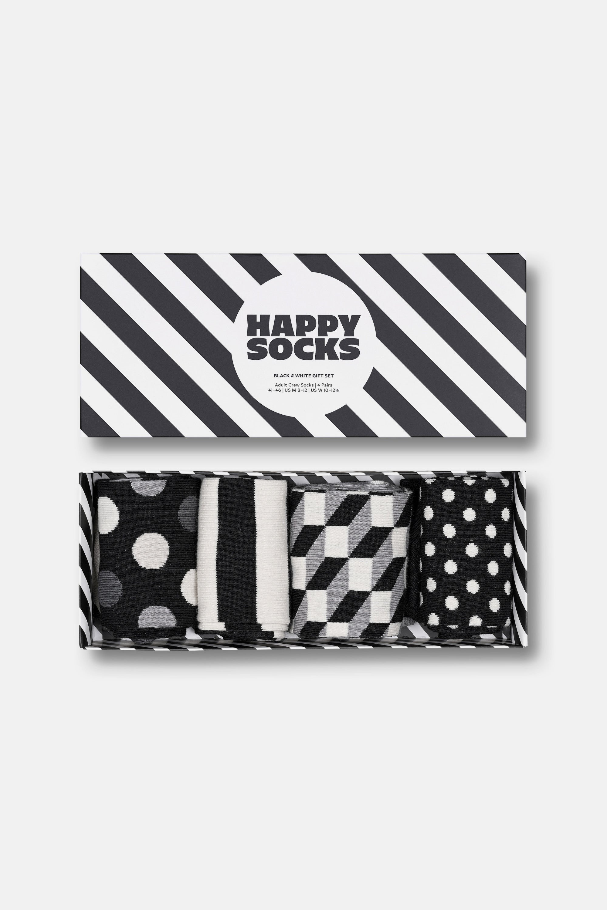 Happy Socks - Siyah Beyaz Klasik 4’lü Pamuklu Çorap Seti