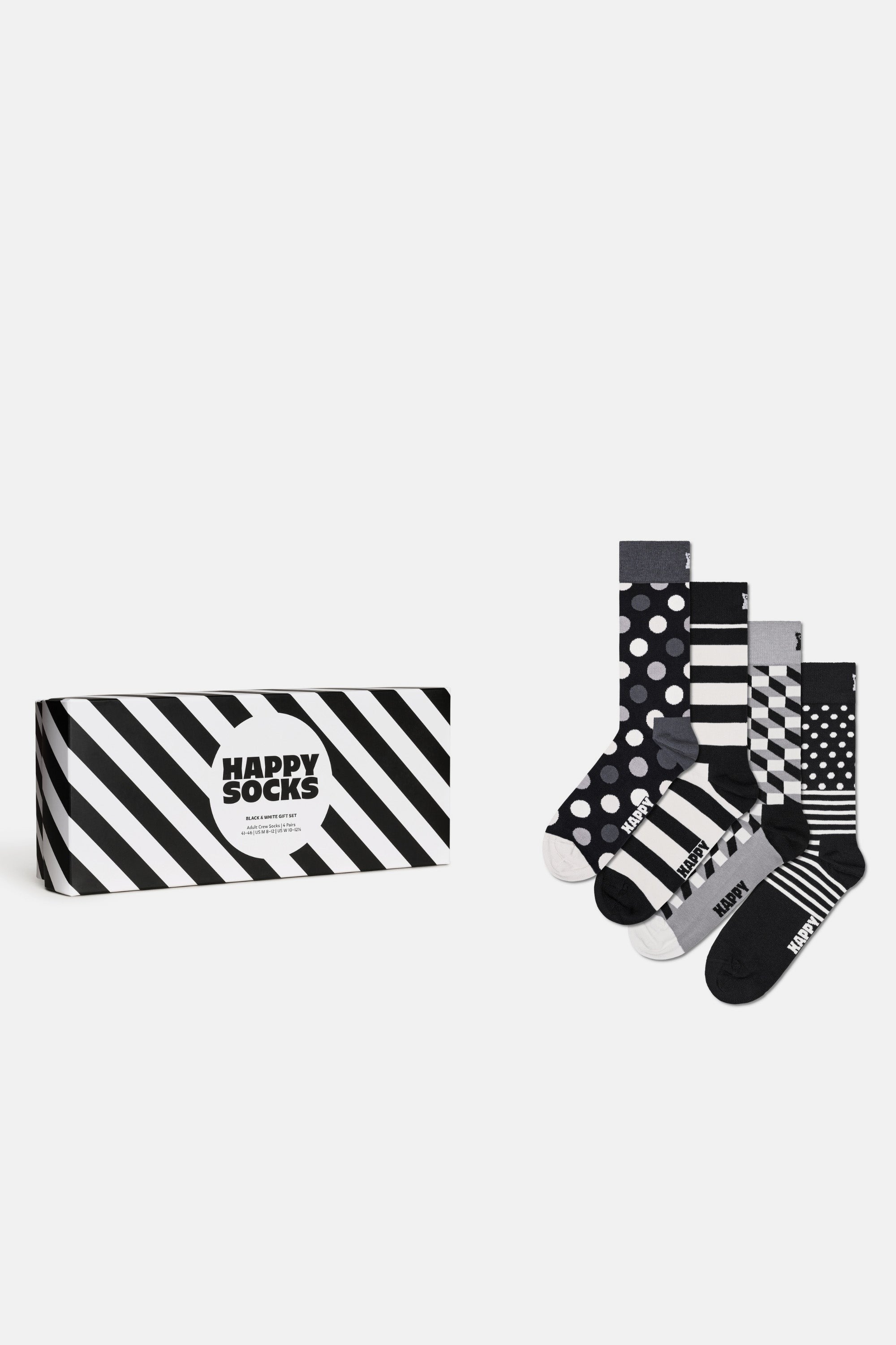Happy Socks - Siyah Beyaz Klasik 4’lü Pamuklu Çorap Seti