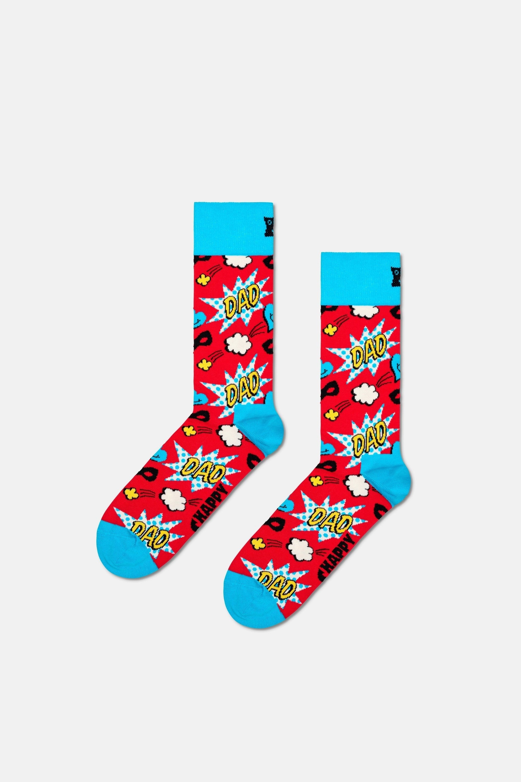 Happy Socks - Çok Renkli Süper Baba Temalı Pamuklu 3’lü Çorap Seti