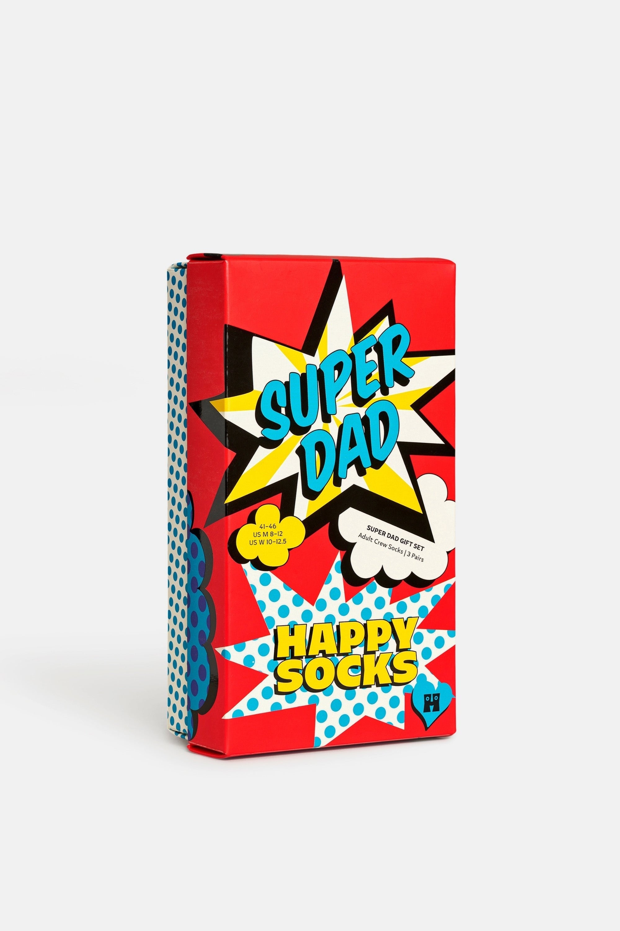 Happy Socks - Çok Renkli Süper Baba Temalı Pamuklu 3’lü Çorap Seti