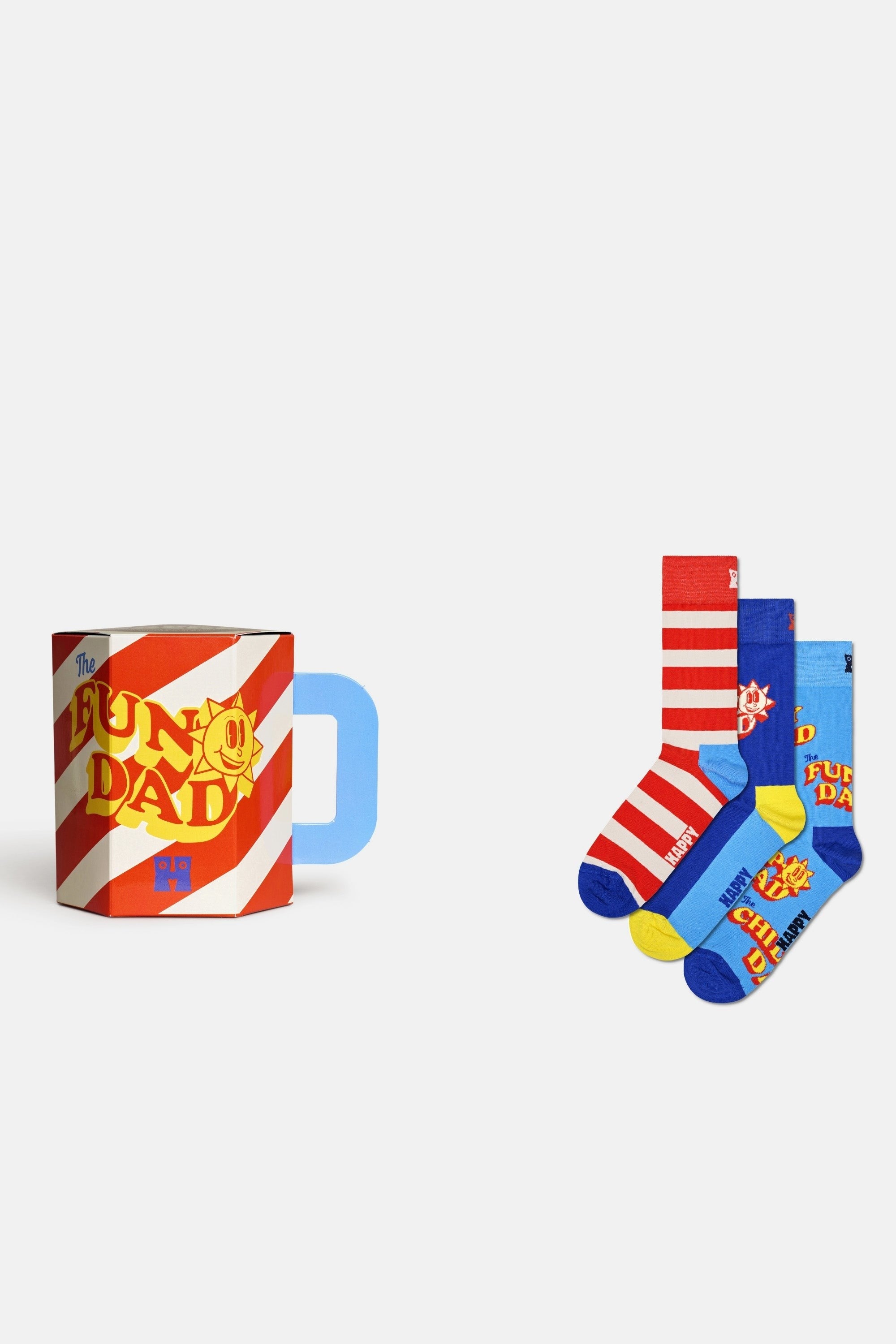 Happy Socks - Çok Renkli Süper Baba Temalı 3’lü Pamuklu Çorap Seti