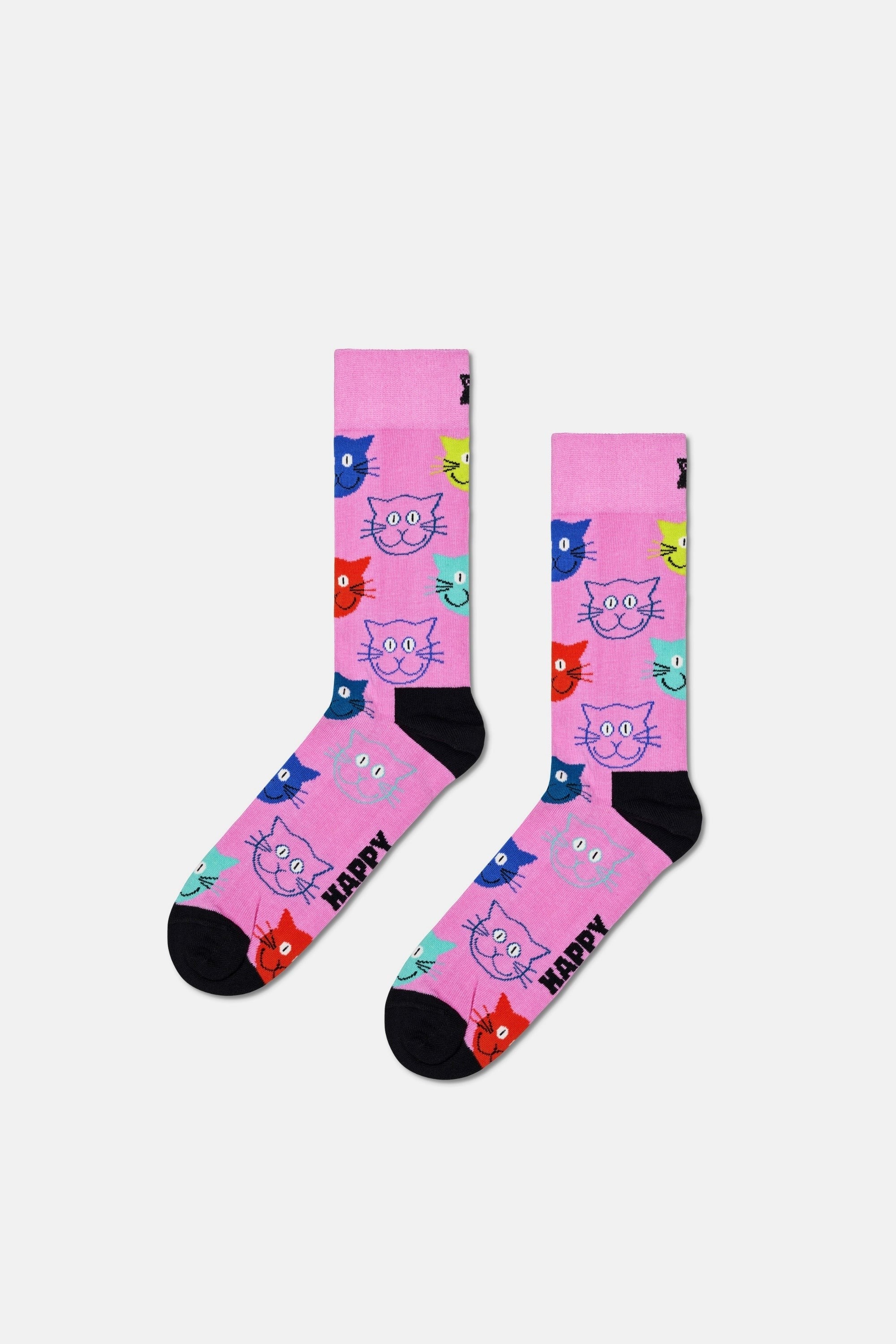 Happy Socks - Çok Renkli Kedi Desenli Pamuklu 3’lü Çorap Seti