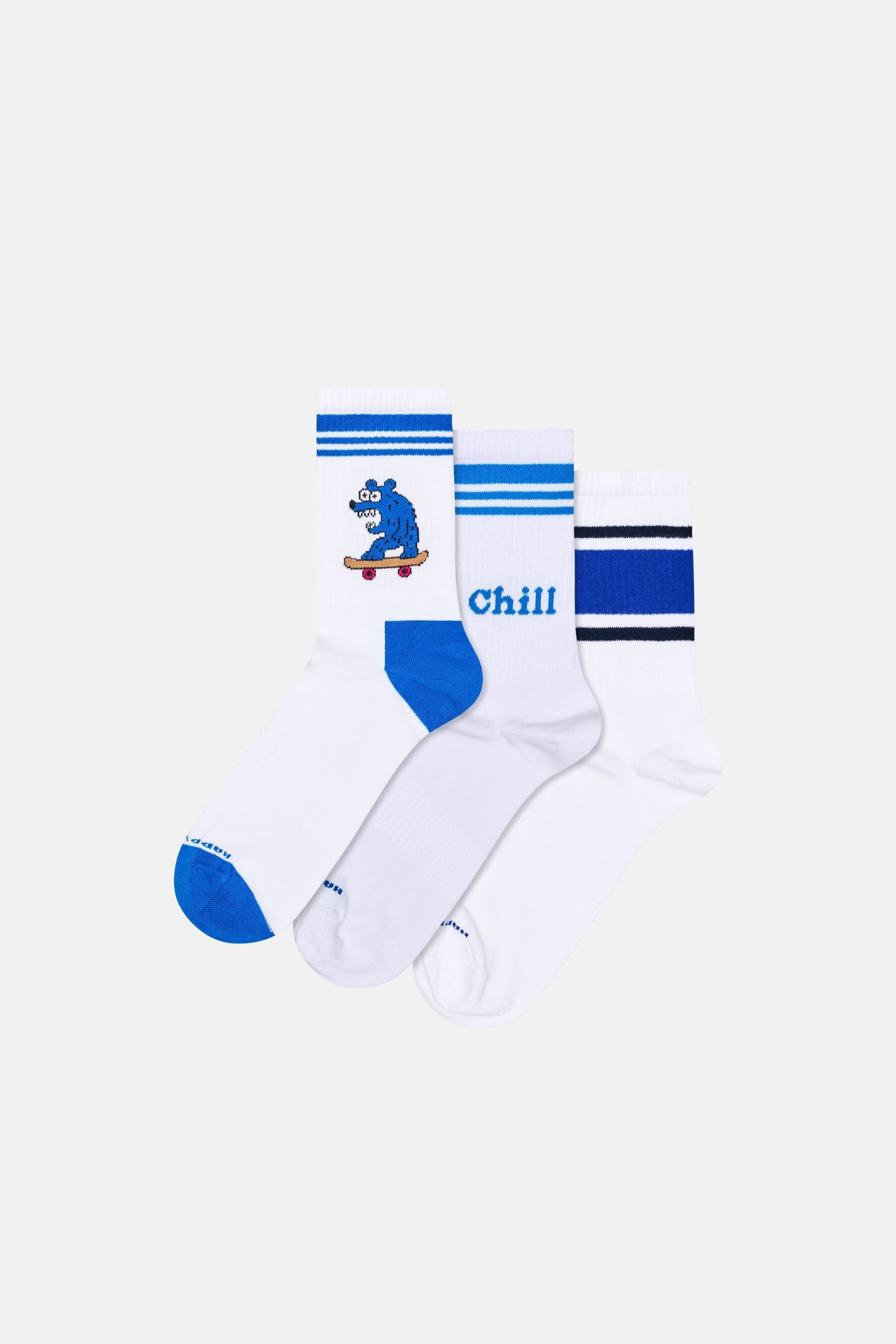 Happy Socks - Beyaz 3'lü Sneaker Çorap Seti