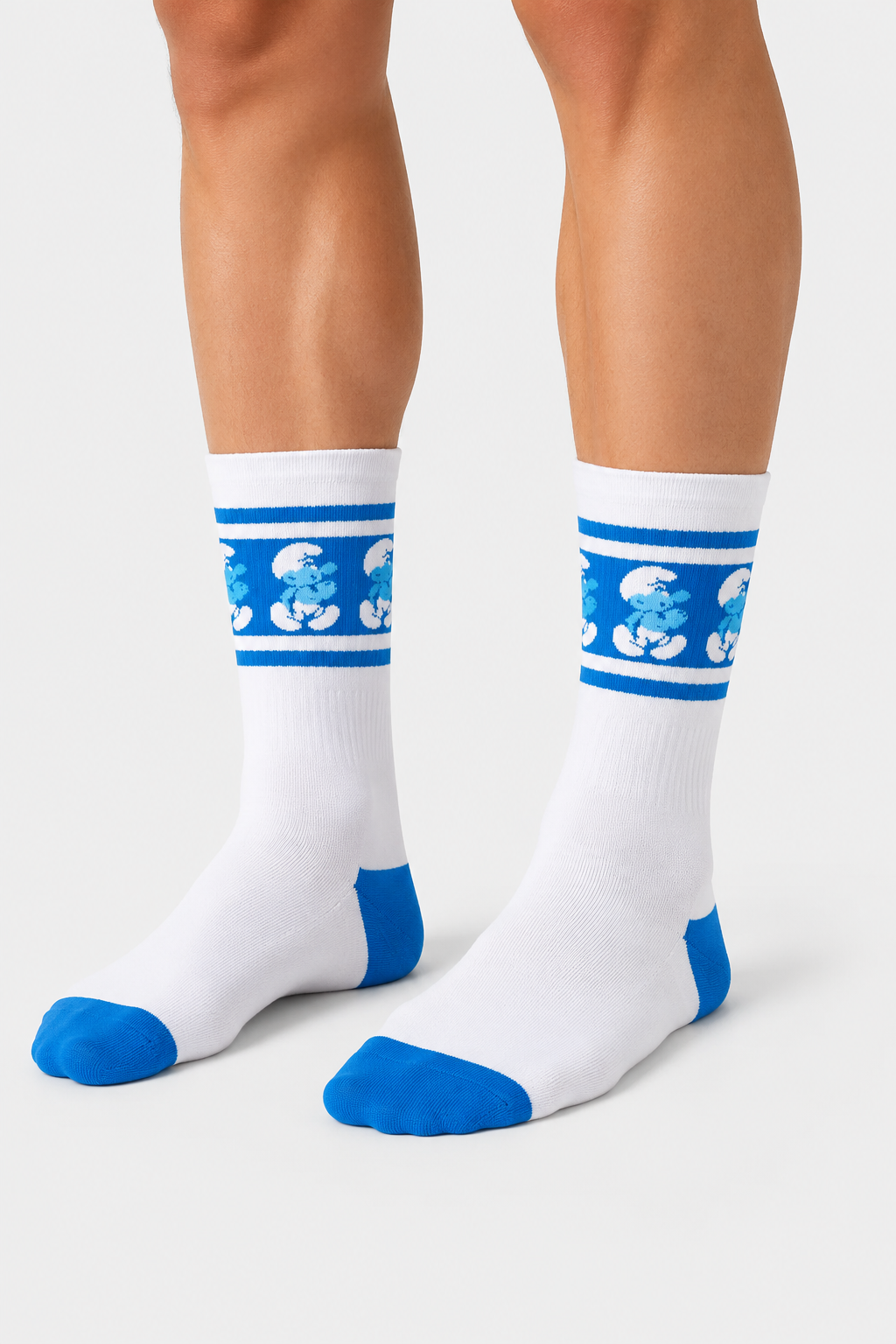 Happy Socks - 4-6 Yaş Şirinler Desenli Beyaz Çocuk Pamuklu Çorap